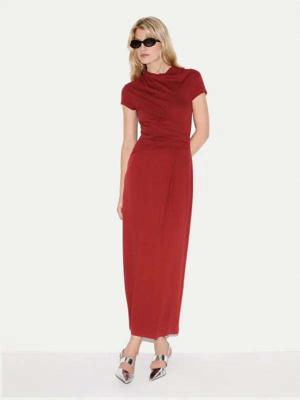 Cap Sleeve Drape Dress | Red made by Jigsaw