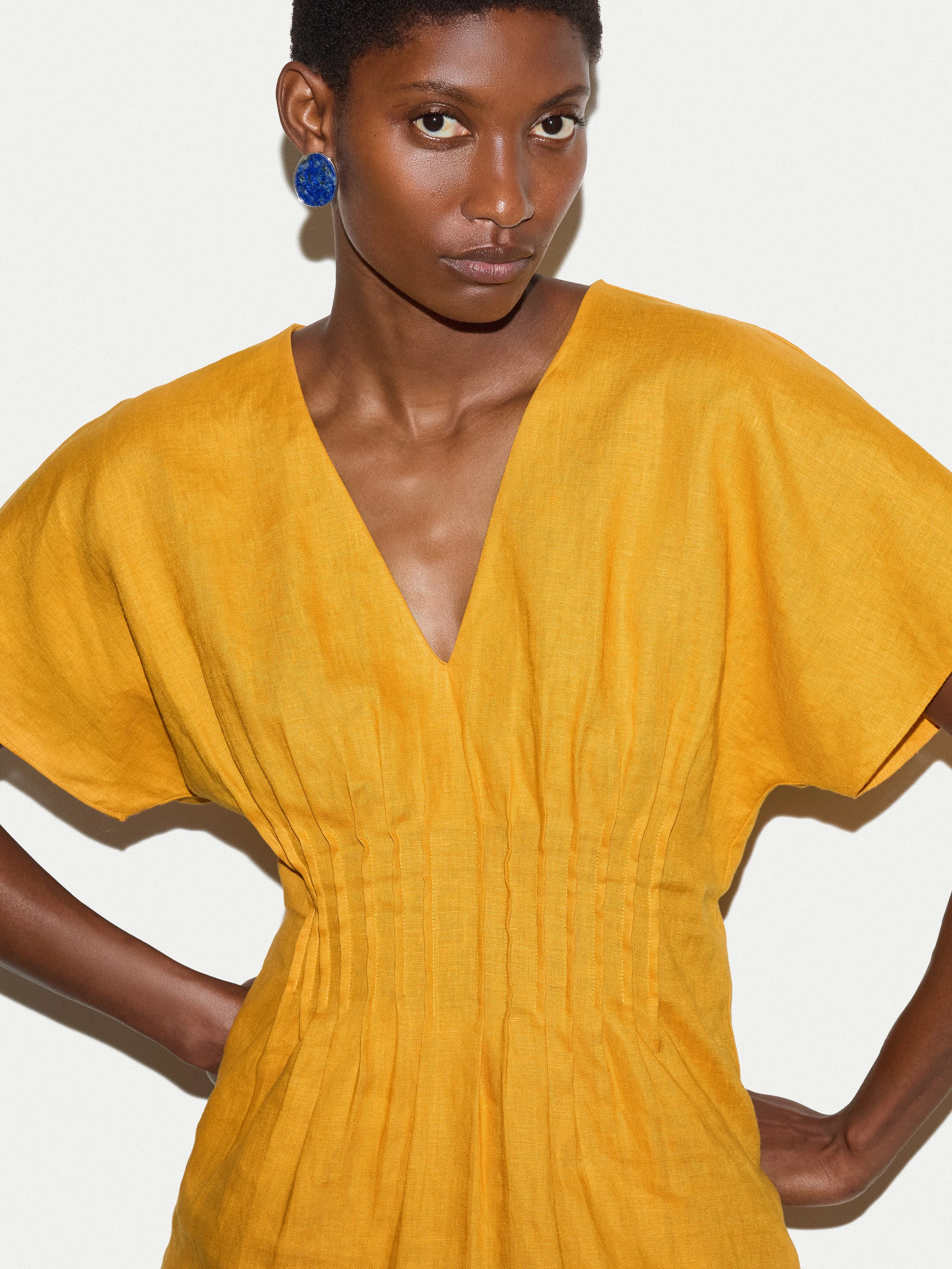 Linen Pintuck Waist Top | Orange sold by Jigsaw product image thumbnail 3