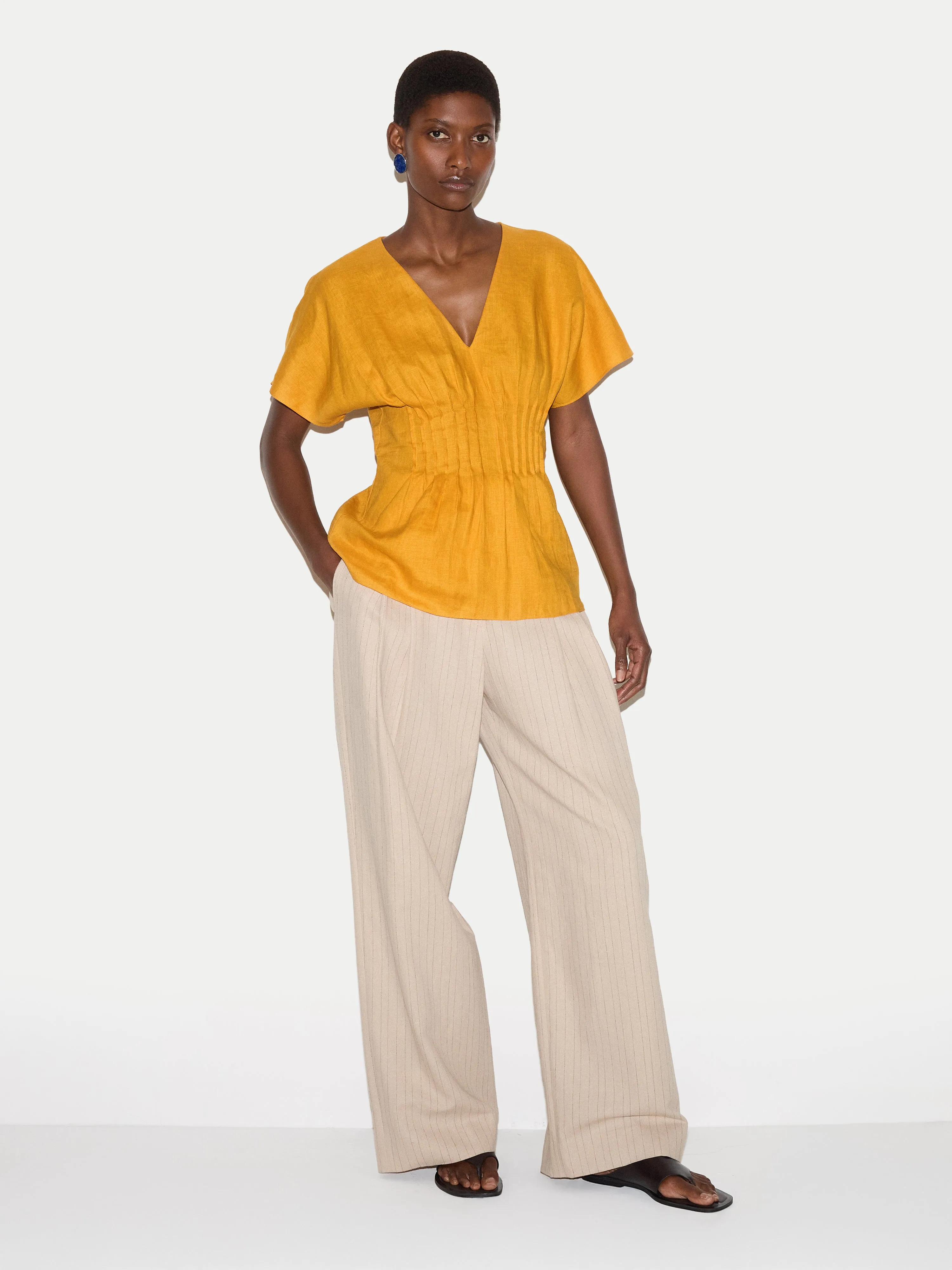 Linen Pintuck Waist Top | Orange sold by Jigsaw product image thumbnail 2