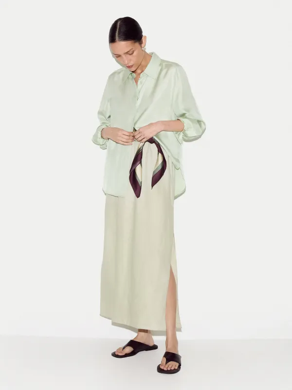 Linen Drawstring Maxi Skirt | Green made by Jigsaw