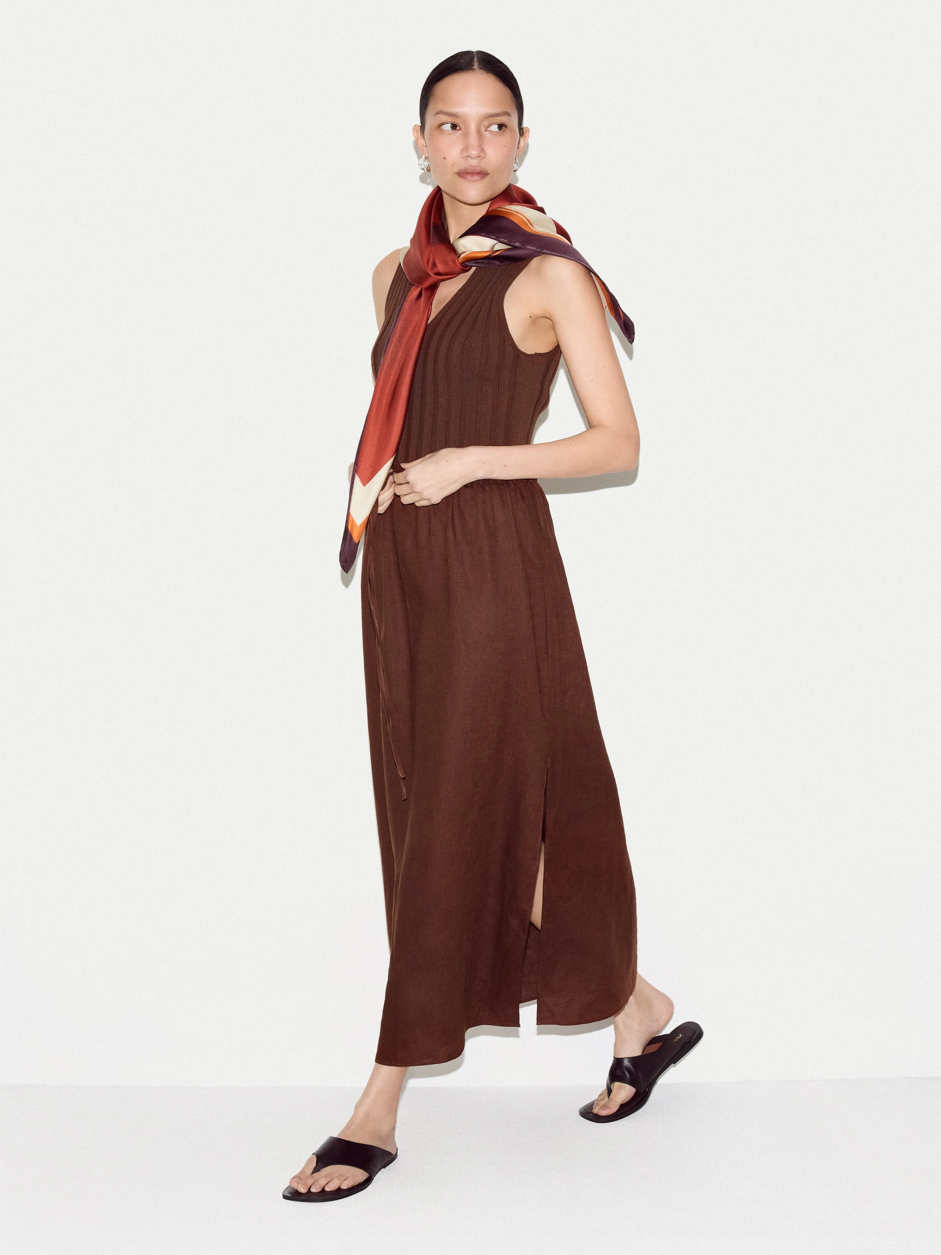 Linen Drawstring Maxi Skirt | Brown sold by Jigsaw product image thumbnail 2