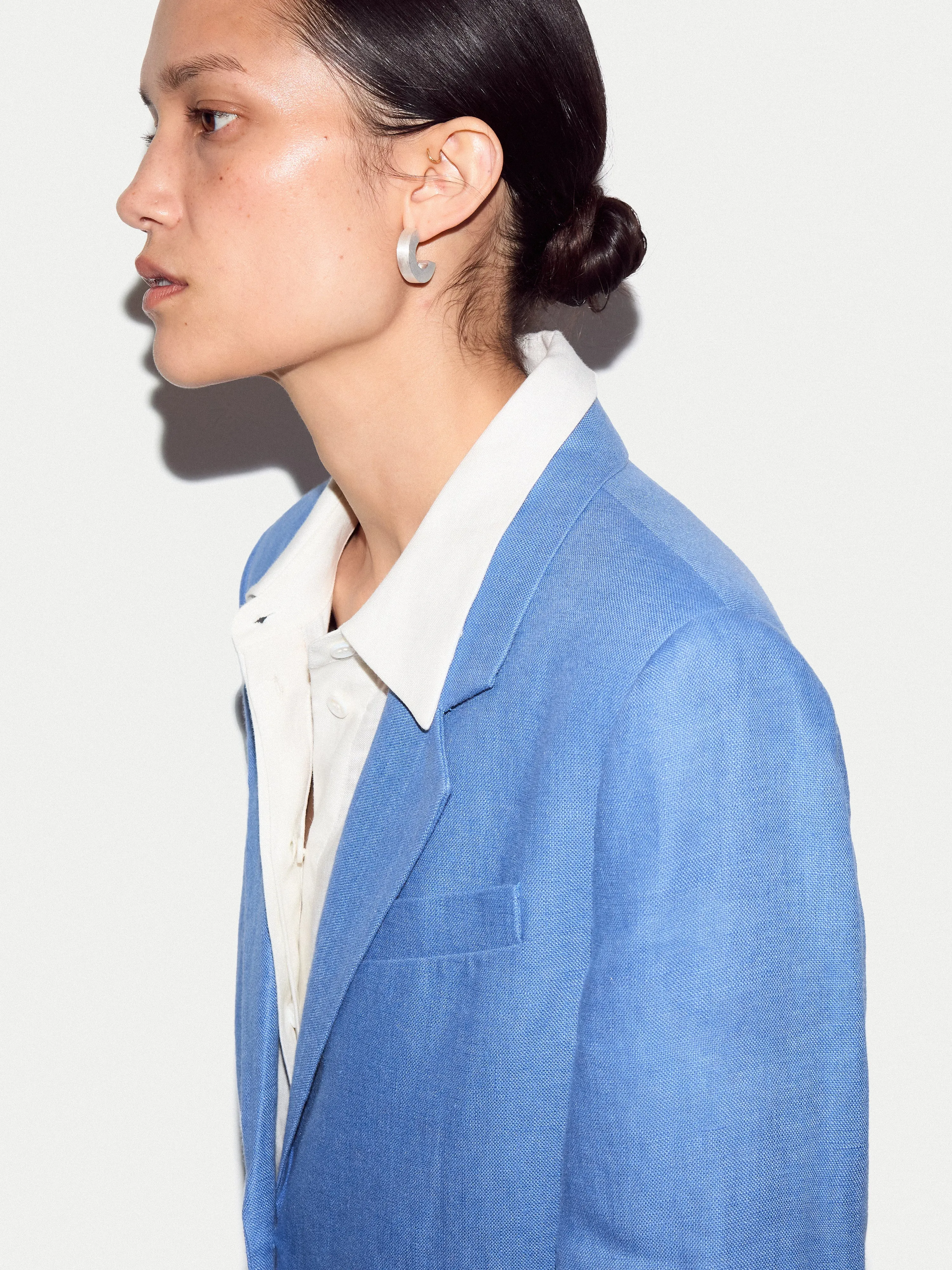 Linen Peak Lapel Blazer | Blue sold by Jigsaw product image thumbnail 5