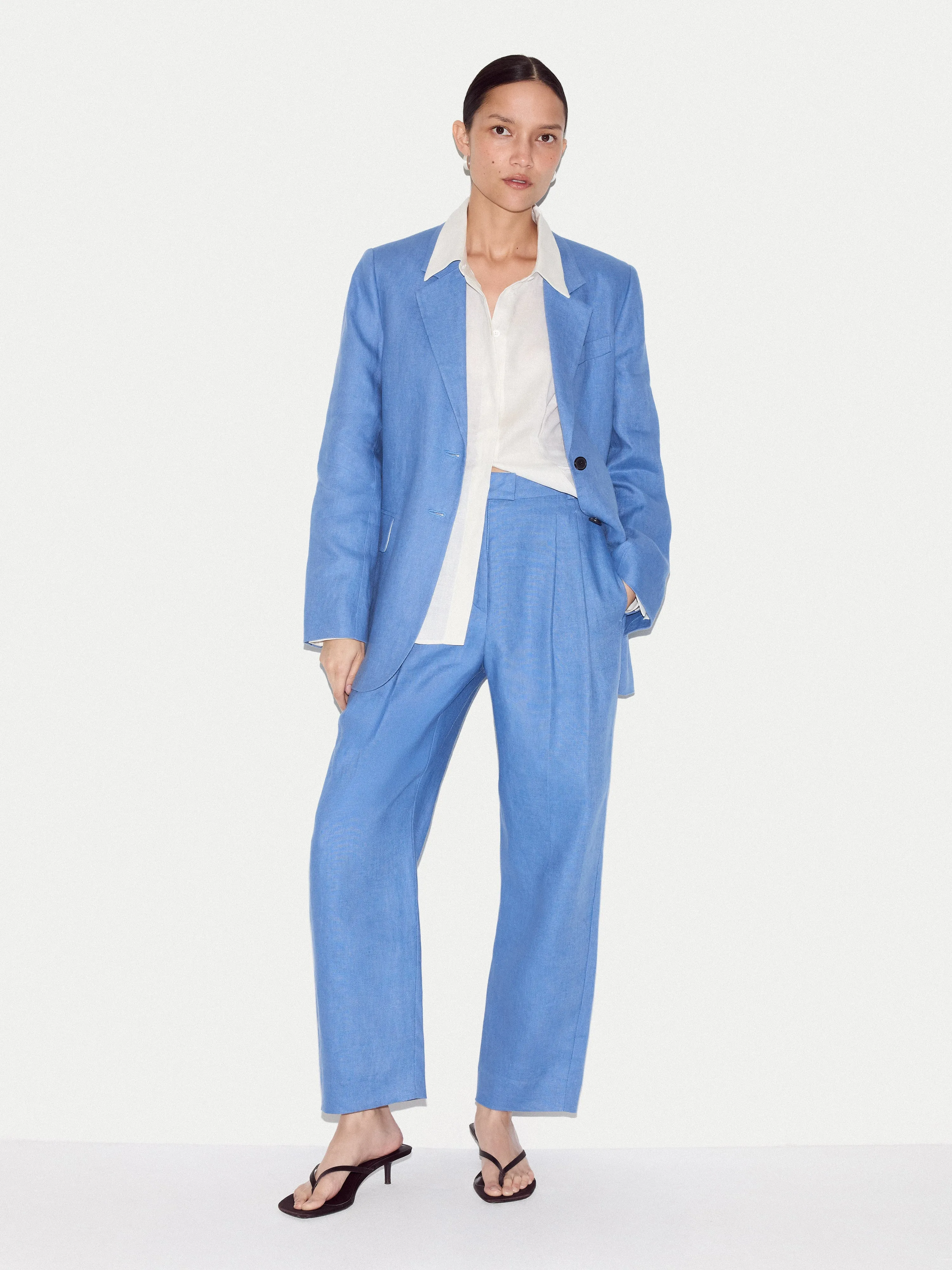 Linen Peak Lapel Blazer | Blue sold by Jigsaw product image thumbnail 4