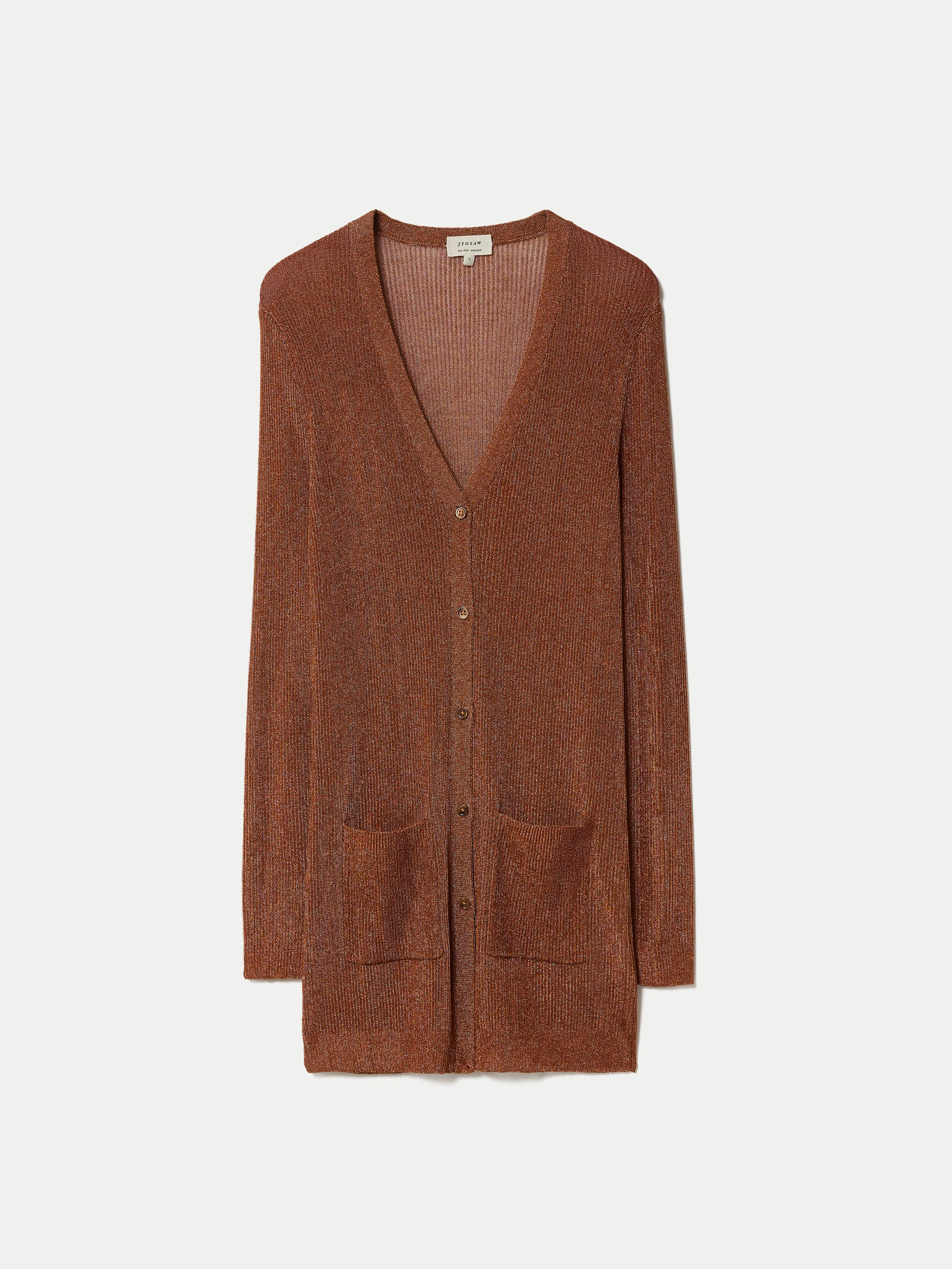 Metallic Rib Cardigan | Bronze sold by Jigsaw product image thumbnail 5