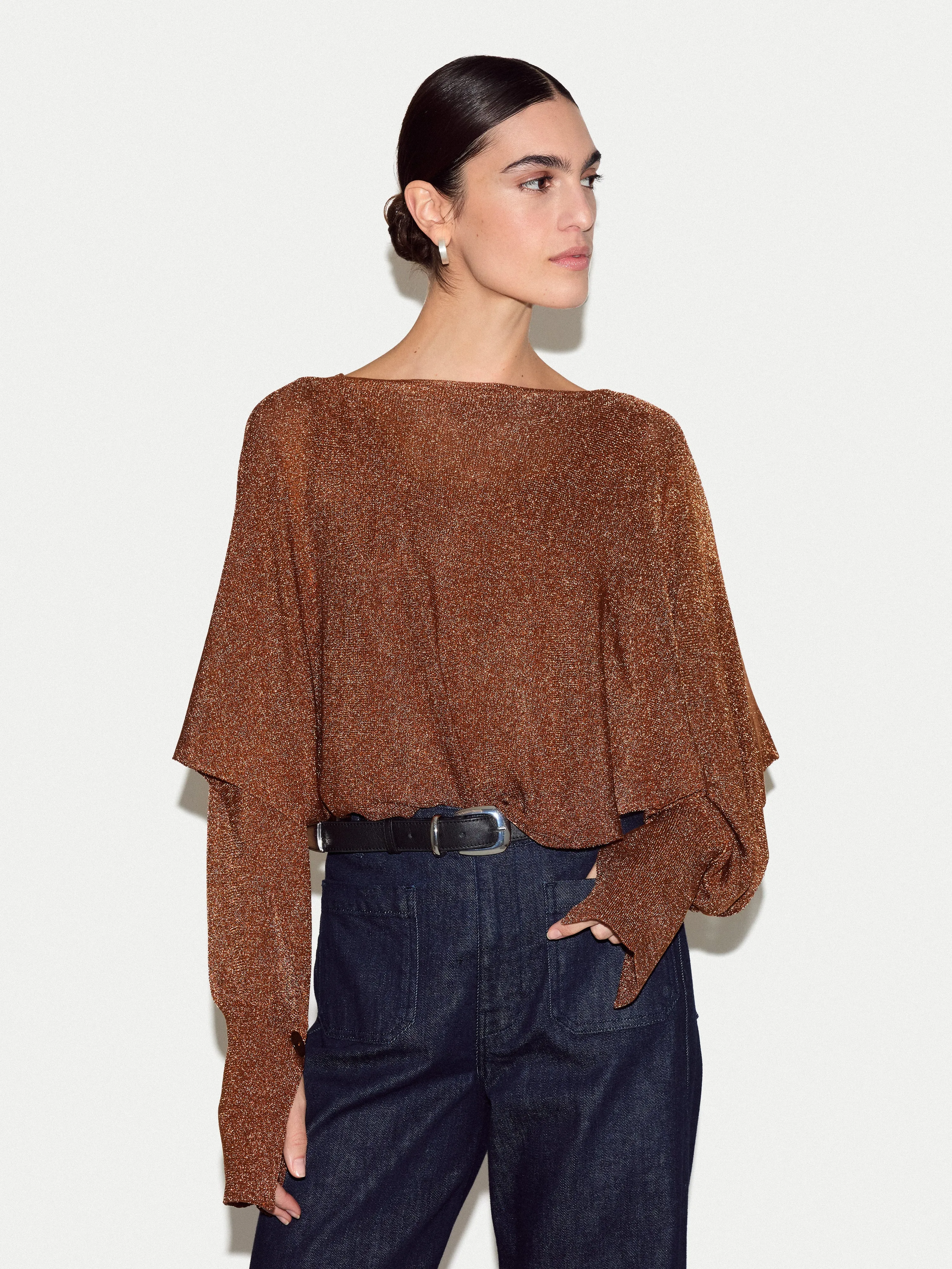 Metallic Poncho | Bronze sold by Jigsaw