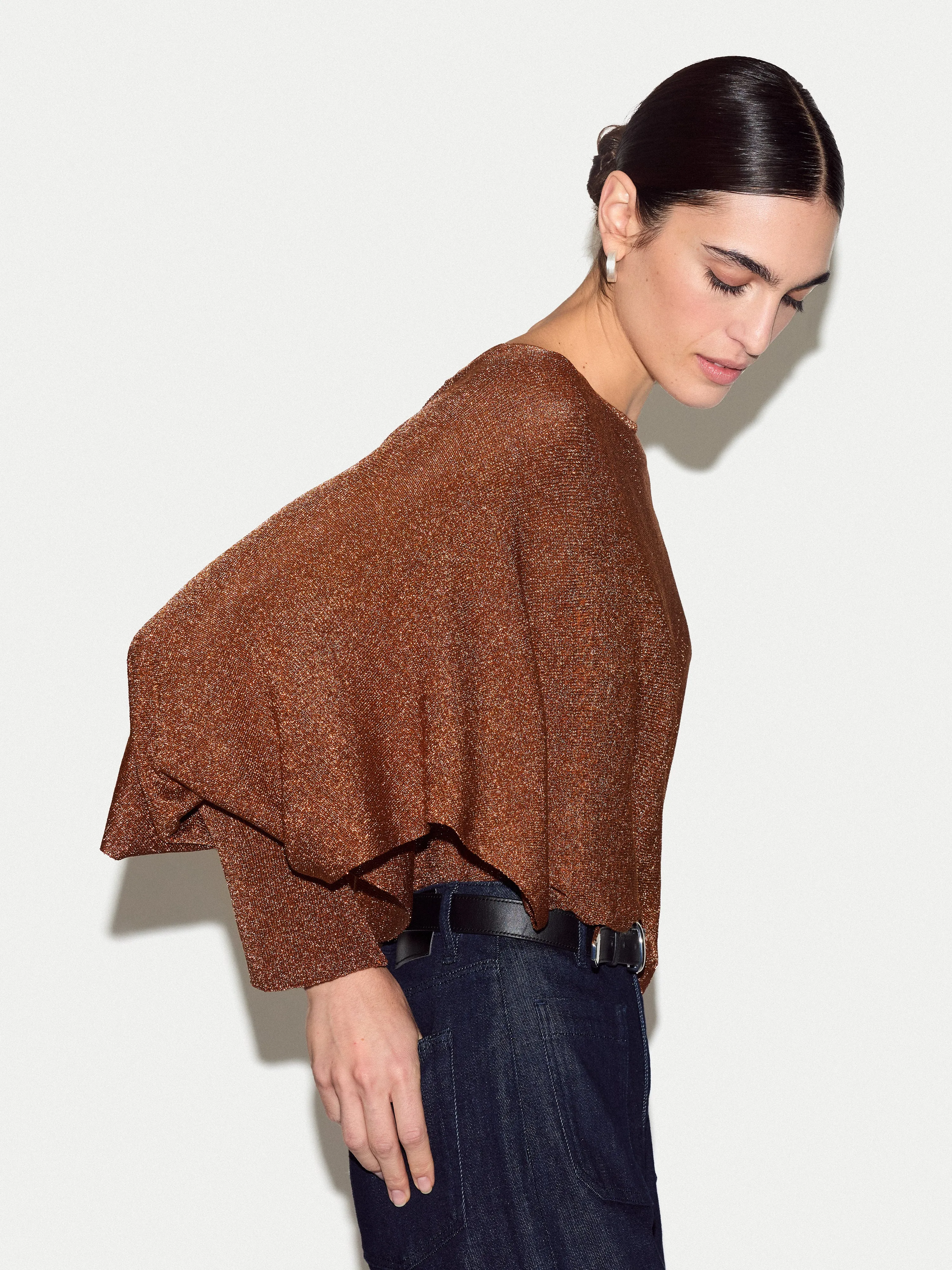 Metallic Poncho | Bronze sold by Jigsaw product image thumbnail 3
