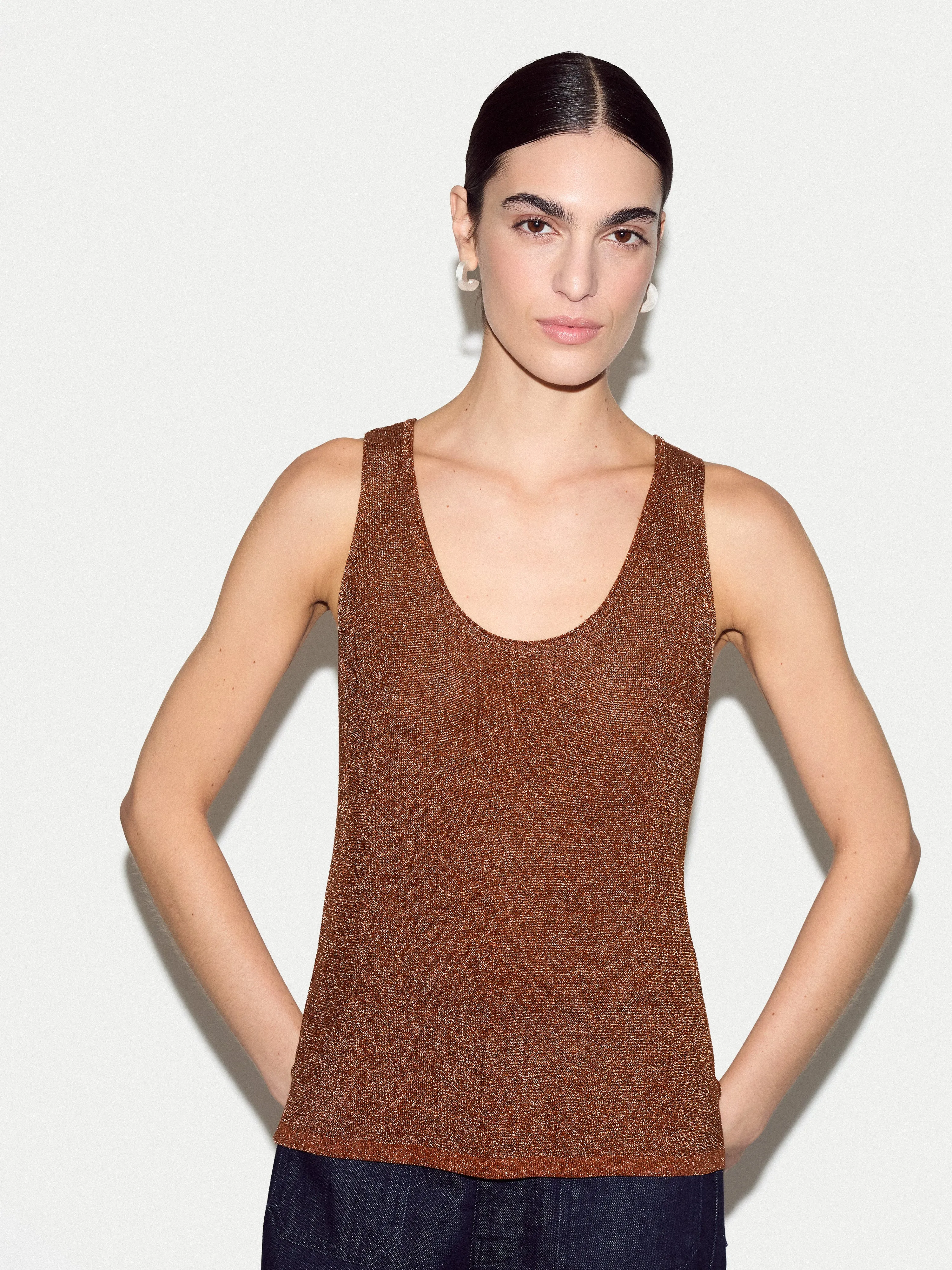 Metallic Scoop Tank | Bronze sold by Jigsaw