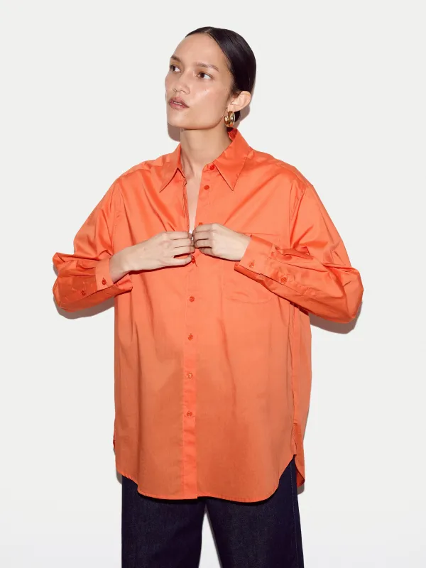 Cotton Voile Relaxed Shirt | Orange made by Jigsaw