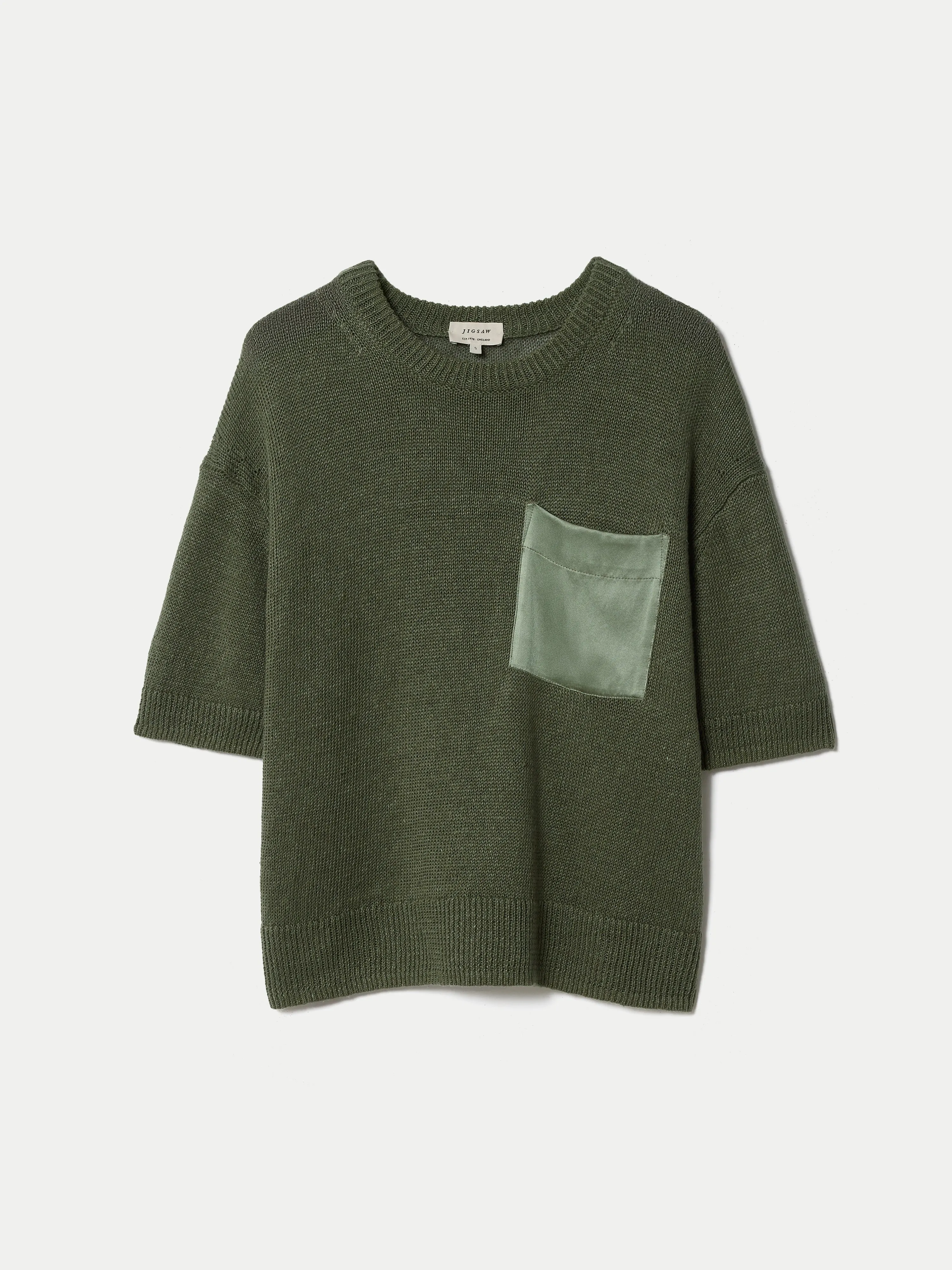 Linen Silk Pocket T-shirt | Green sold by Jigsaw product image thumbnail 5