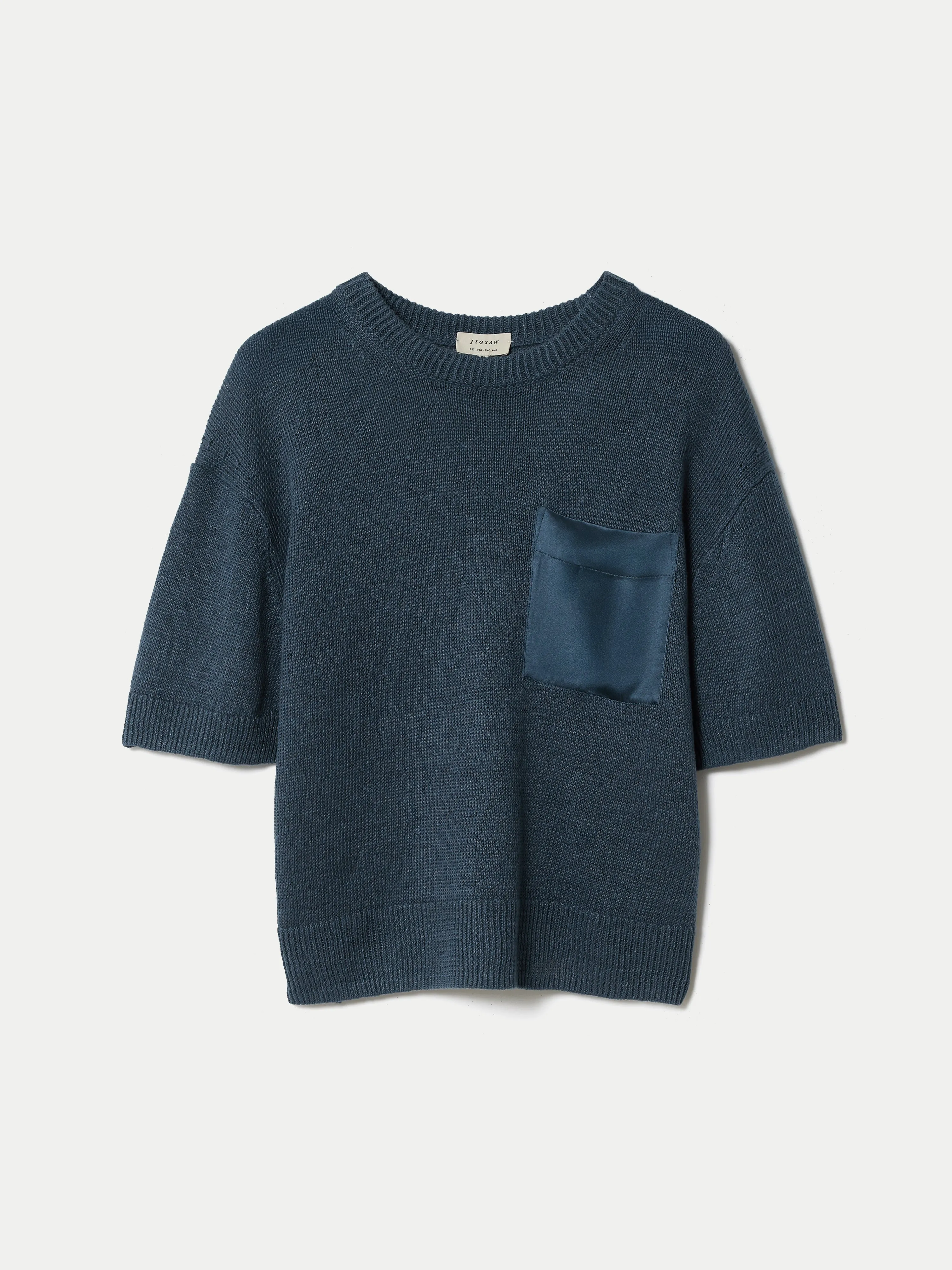 Linen Silk Pocket T-shirt | Blue sold by Jigsaw product image thumbnail 5