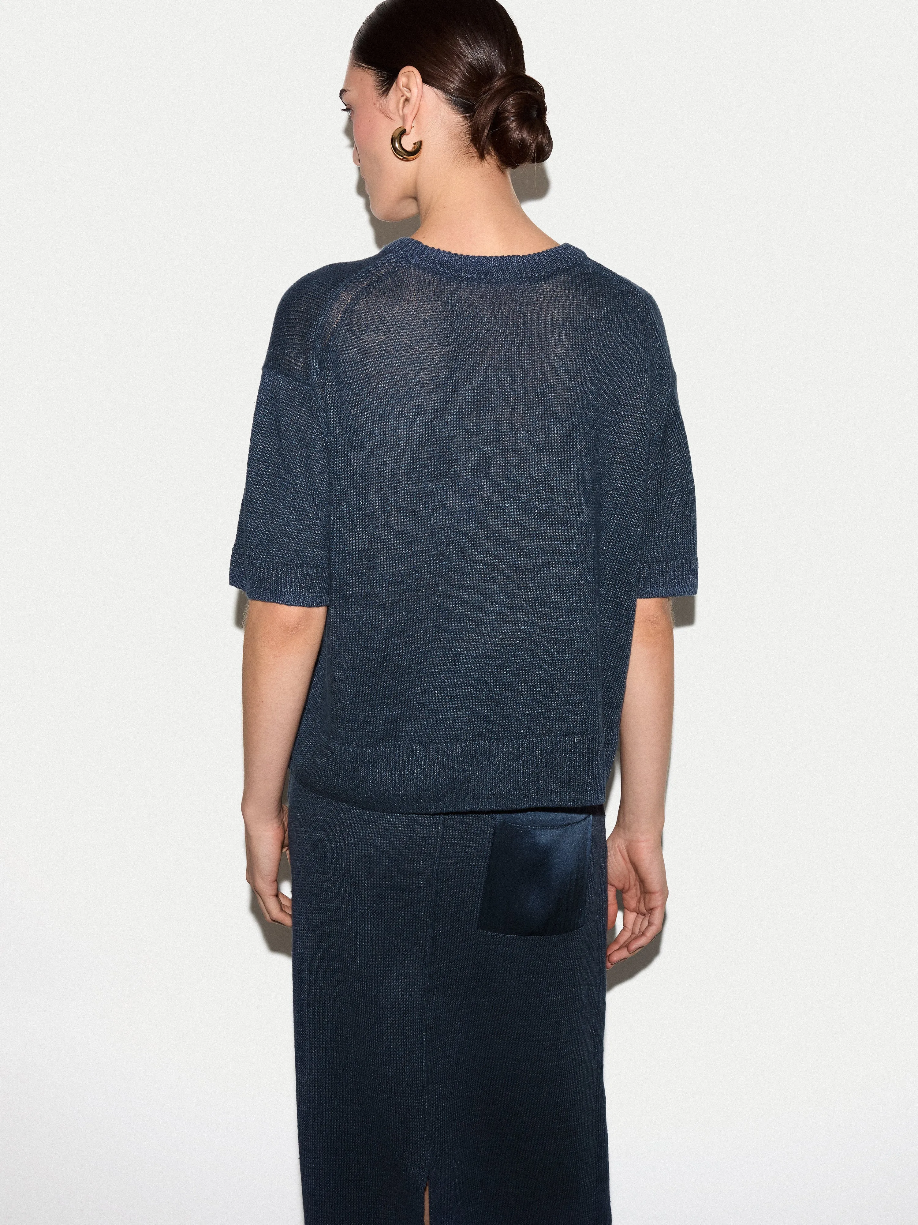 Linen Silk Pocket T-shirt | Blue sold by Jigsaw product image thumbnail 4