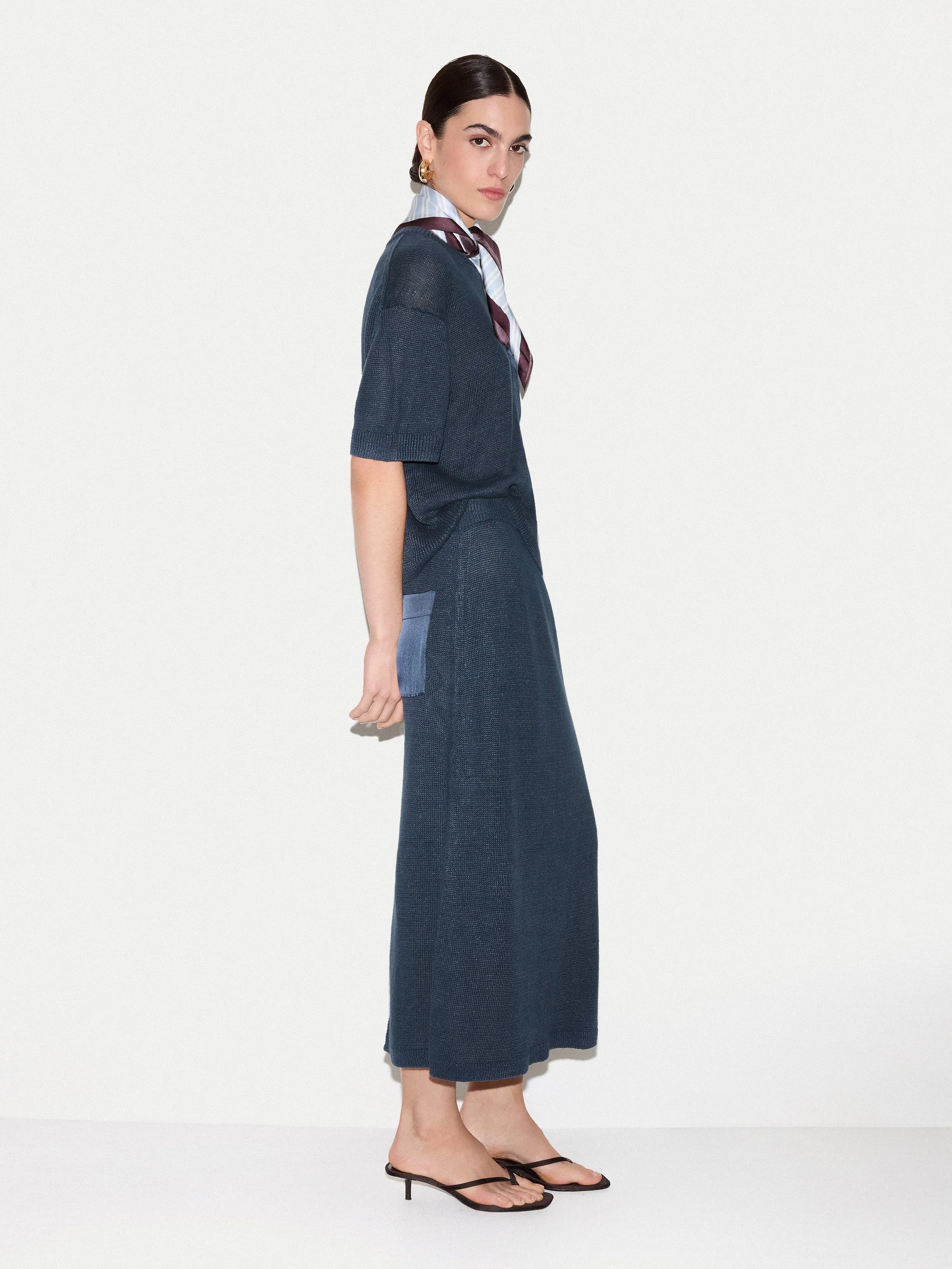 Linen Silk Pocket T-shirt | Blue sold by Jigsaw product image thumbnail 2