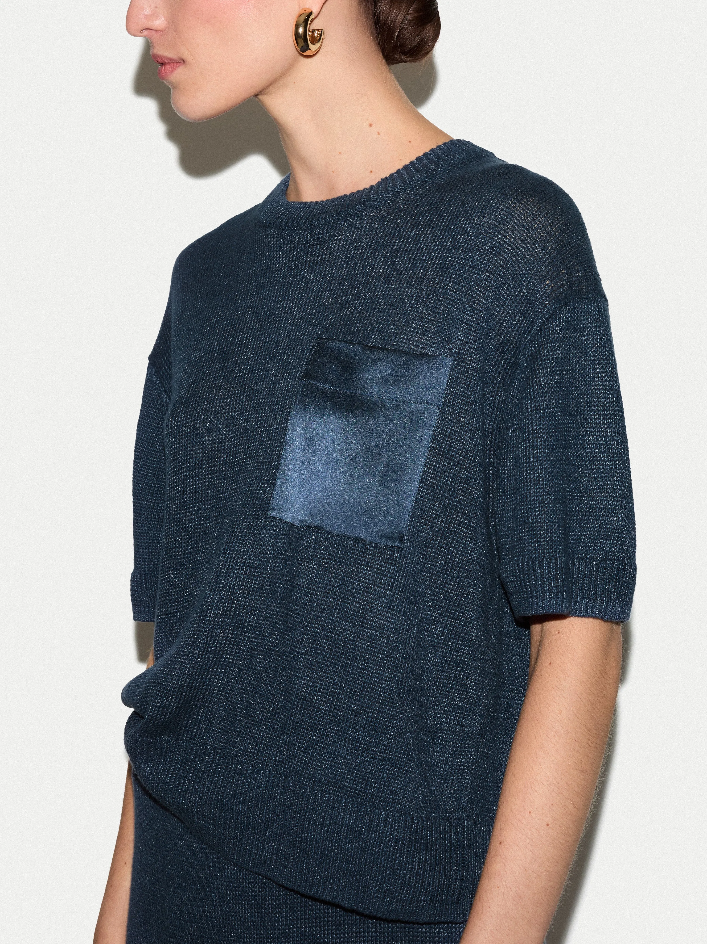 Linen Silk Pocket T-shirt | Blue sold by Jigsaw product image thumbnail 3