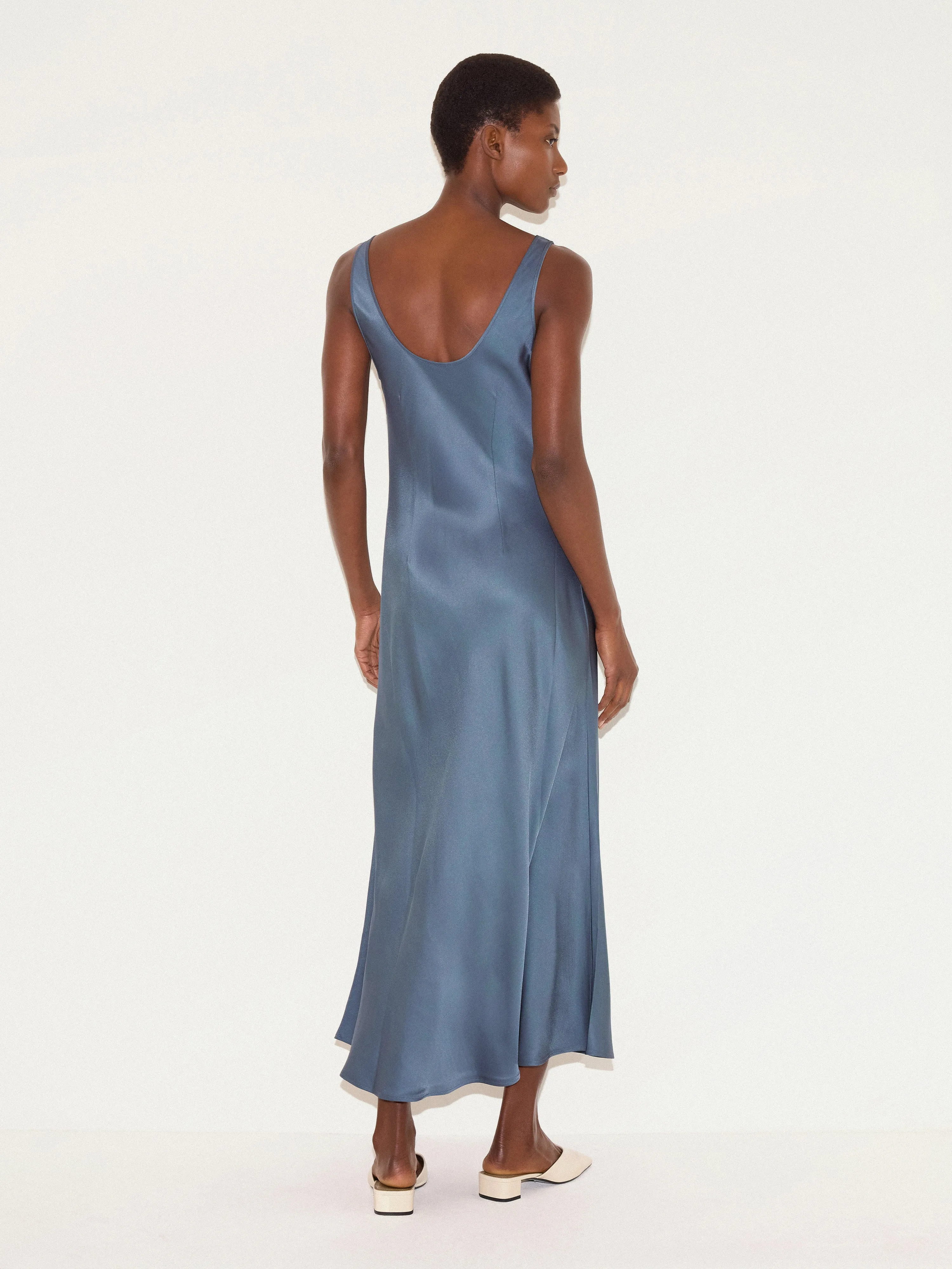 Satin Cowl Neck Bias Dress | Blue sold by Jigsaw product image thumbnail 4