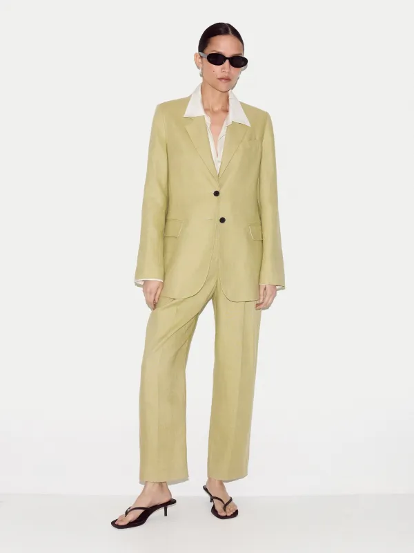 Linen Pleat Tapered Trouser | Green made by Jigsaw