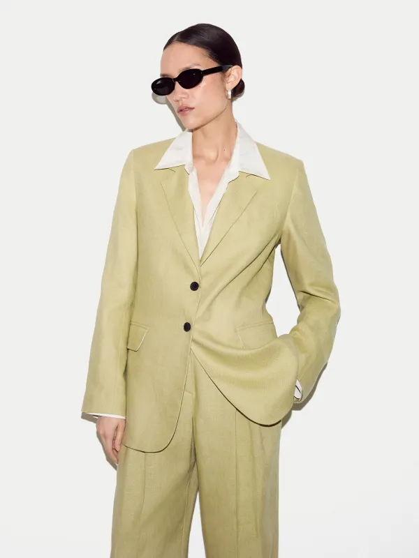 Linen Peak Lapel Blazer | Green made by Jigsaw