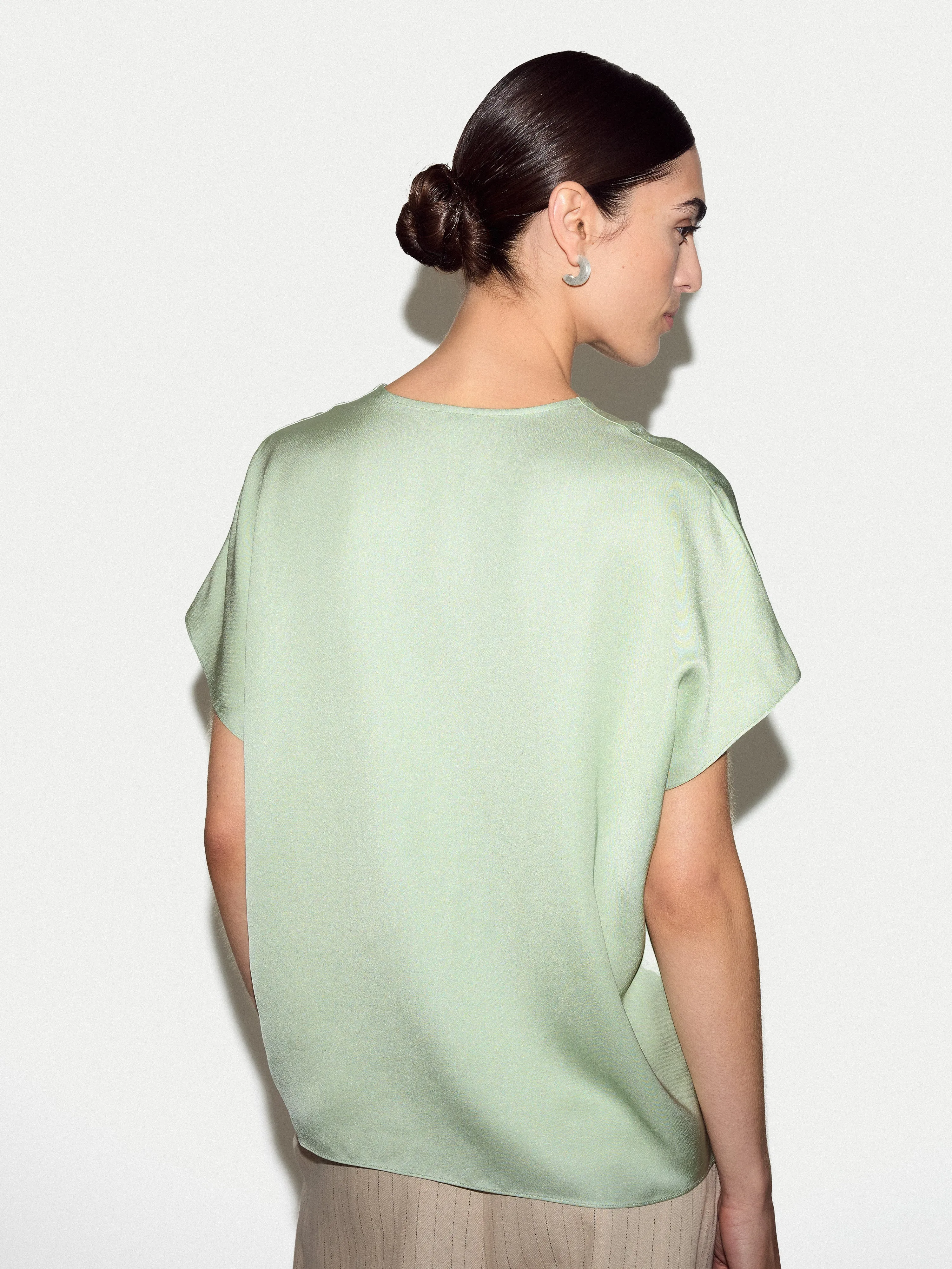 Cap Sleeve Satin Top | Pale Green sold by Jigsaw product image thumbnail 4