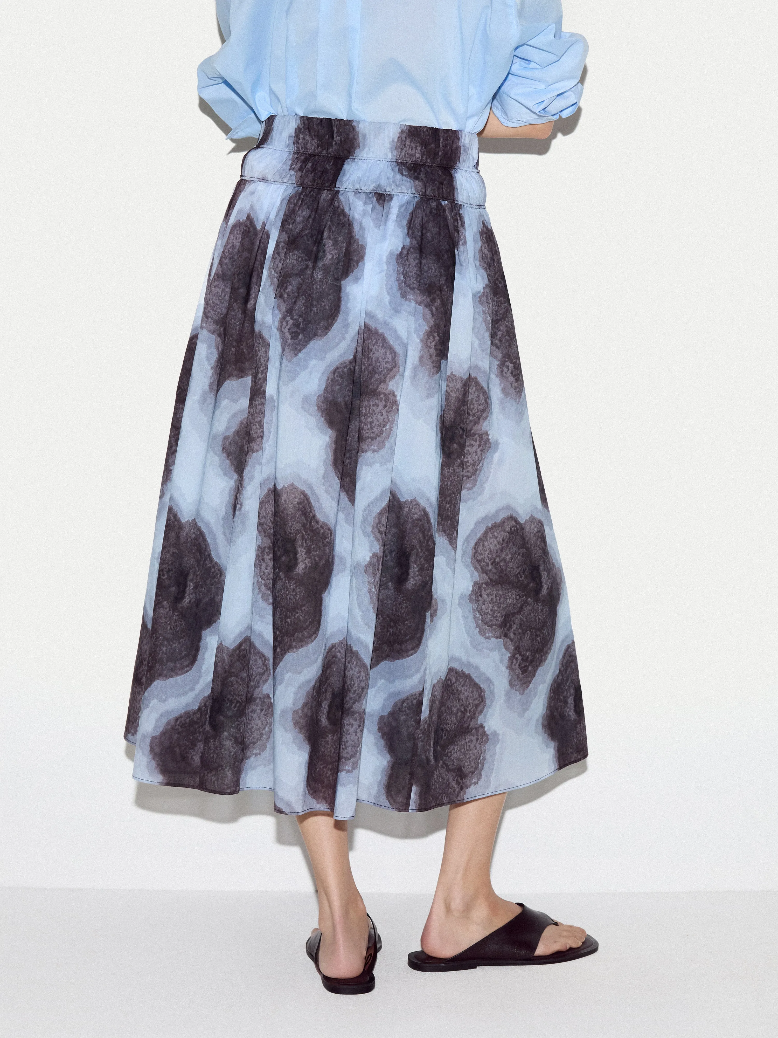 Tiger Orchid Ruched Skirt | Blue sold by Jigsaw product image thumbnail 4