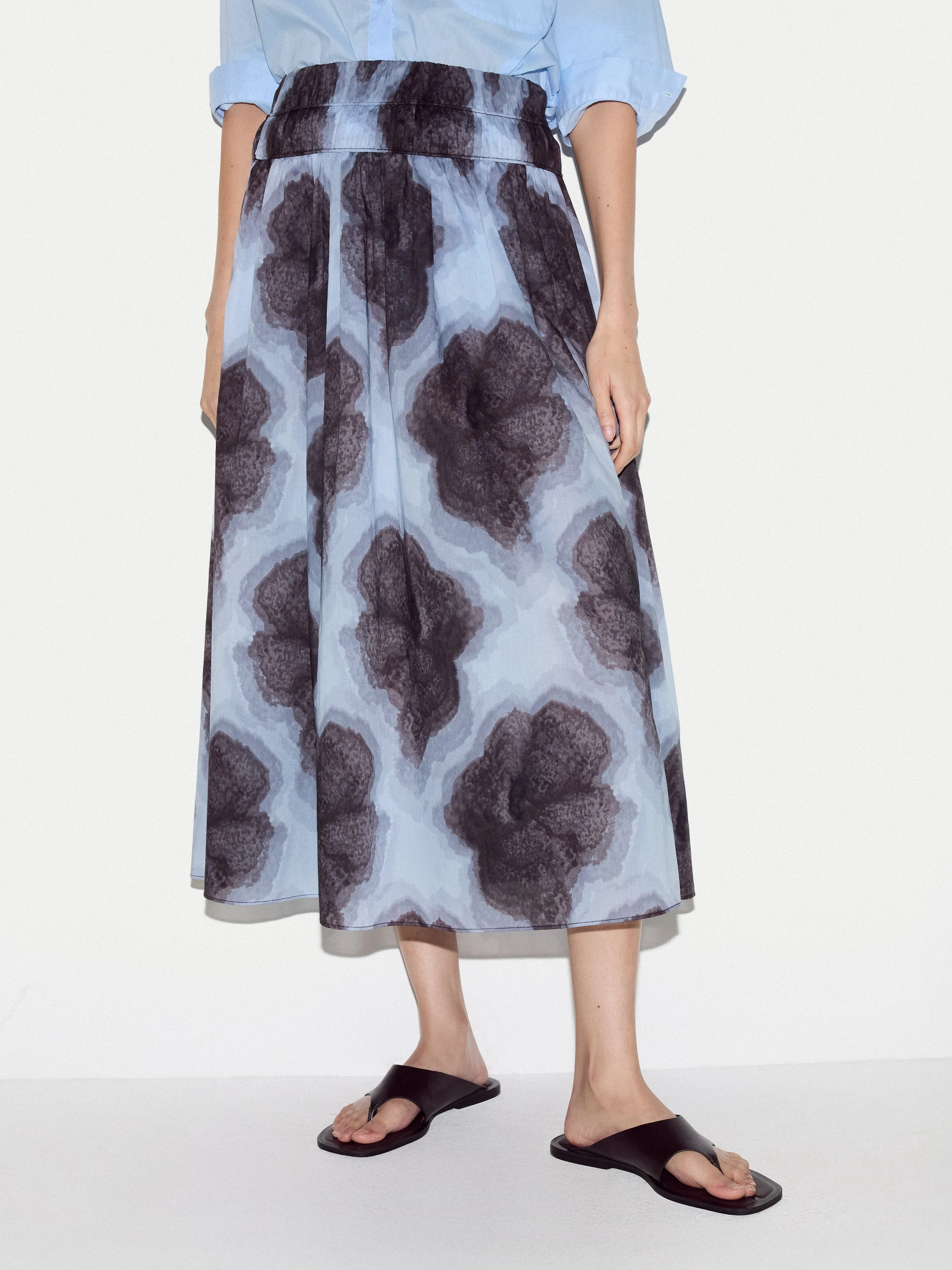 Tiger Orchid Ruched Skirt | Blue sold by Jigsaw product image thumbnail 2