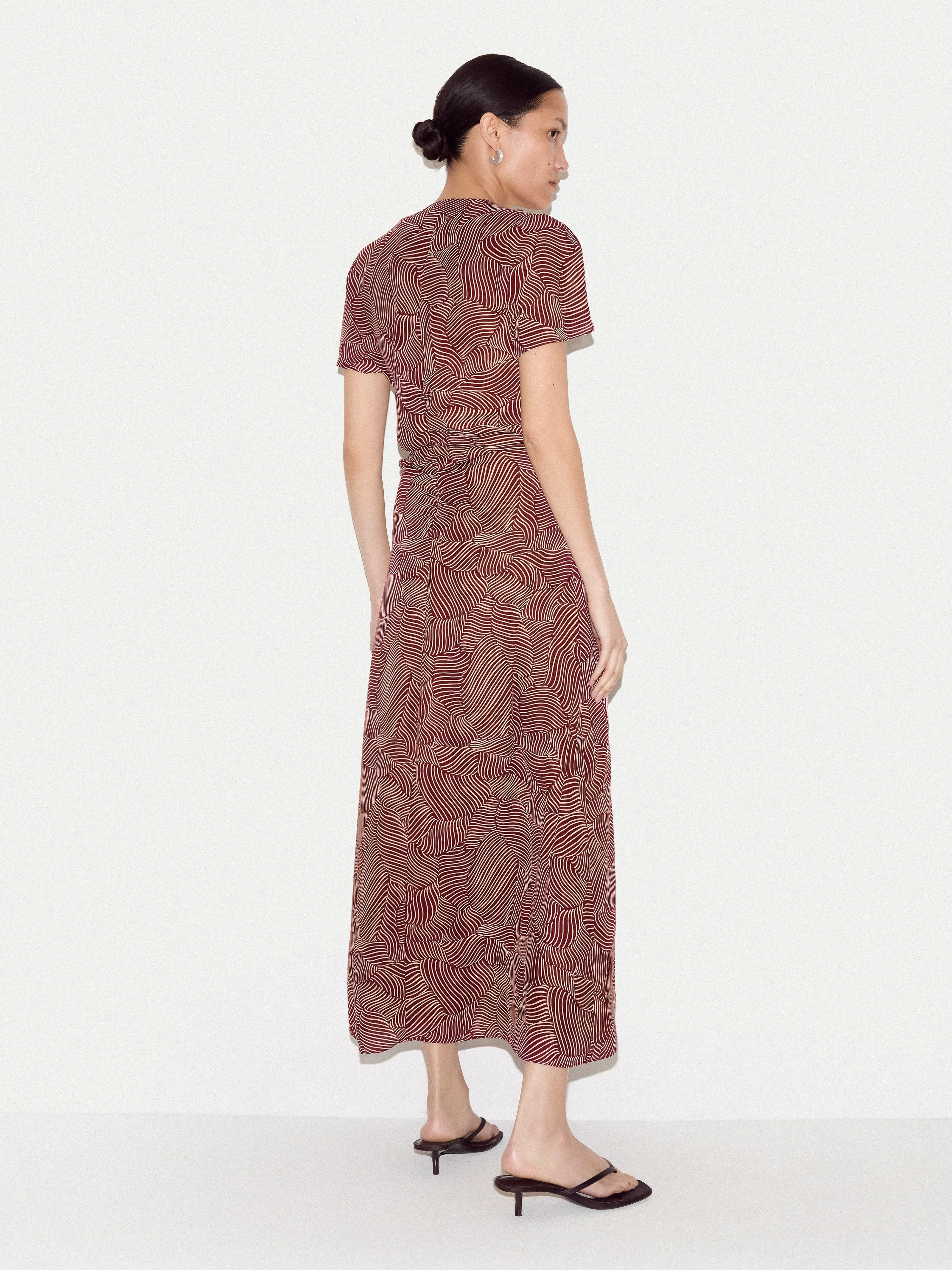 Optic Swirl Crepe Ruched Dress | Red sold by Jigsaw product image thumbnail 5