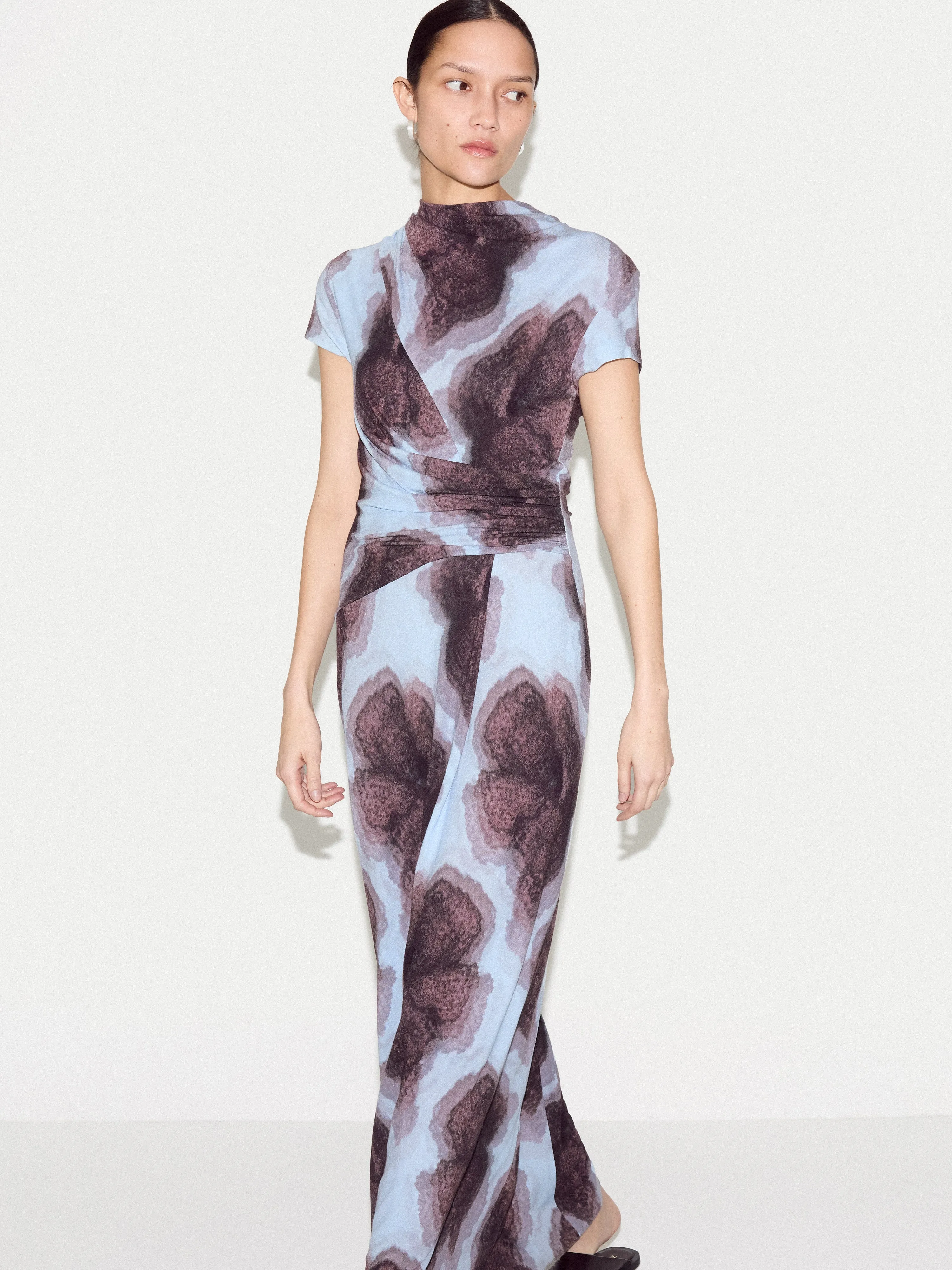 Tiger Orchid Cap Sleeve Dress | Blue sold by Jigsaw product image thumbnail 4