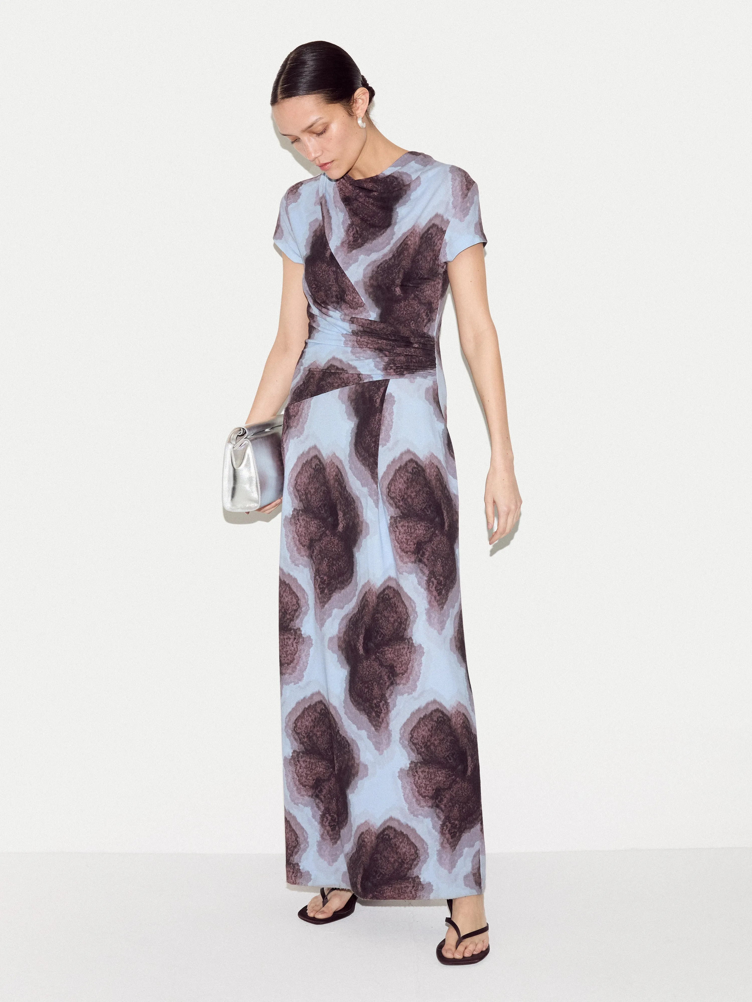 Tiger Orchid Cap Sleeve Dress | Blue sold by Jigsaw