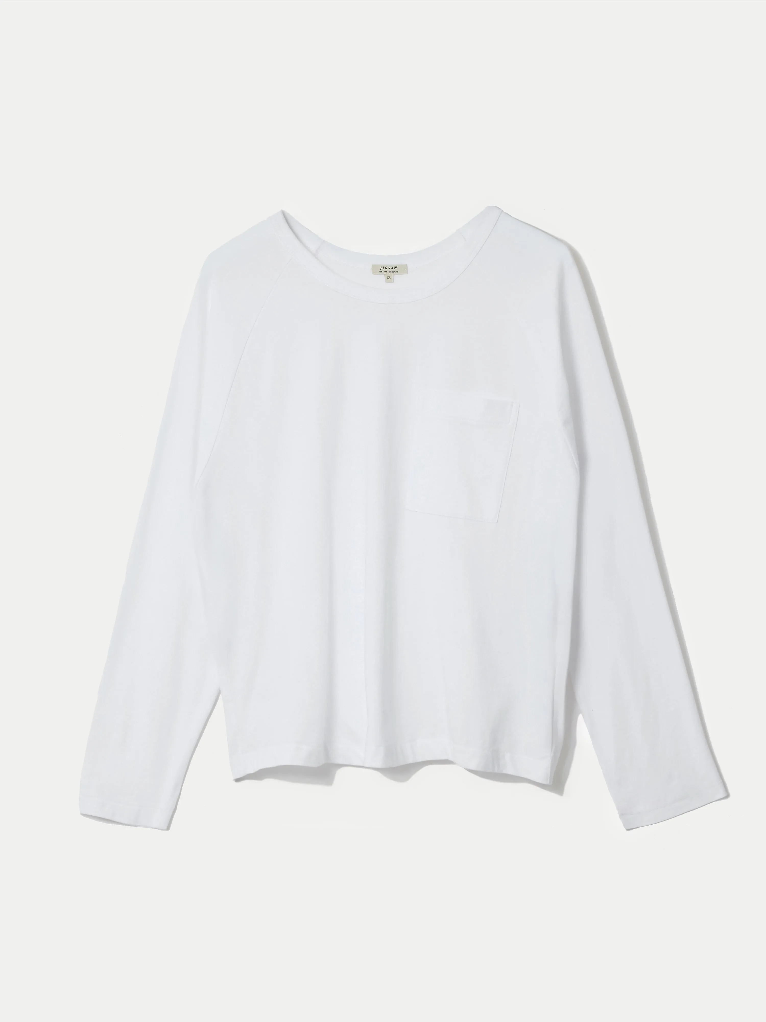 Cotton Luxe Raglan Short Sleeve T-shirt | White sold by Jigsaw product image thumbnail 5