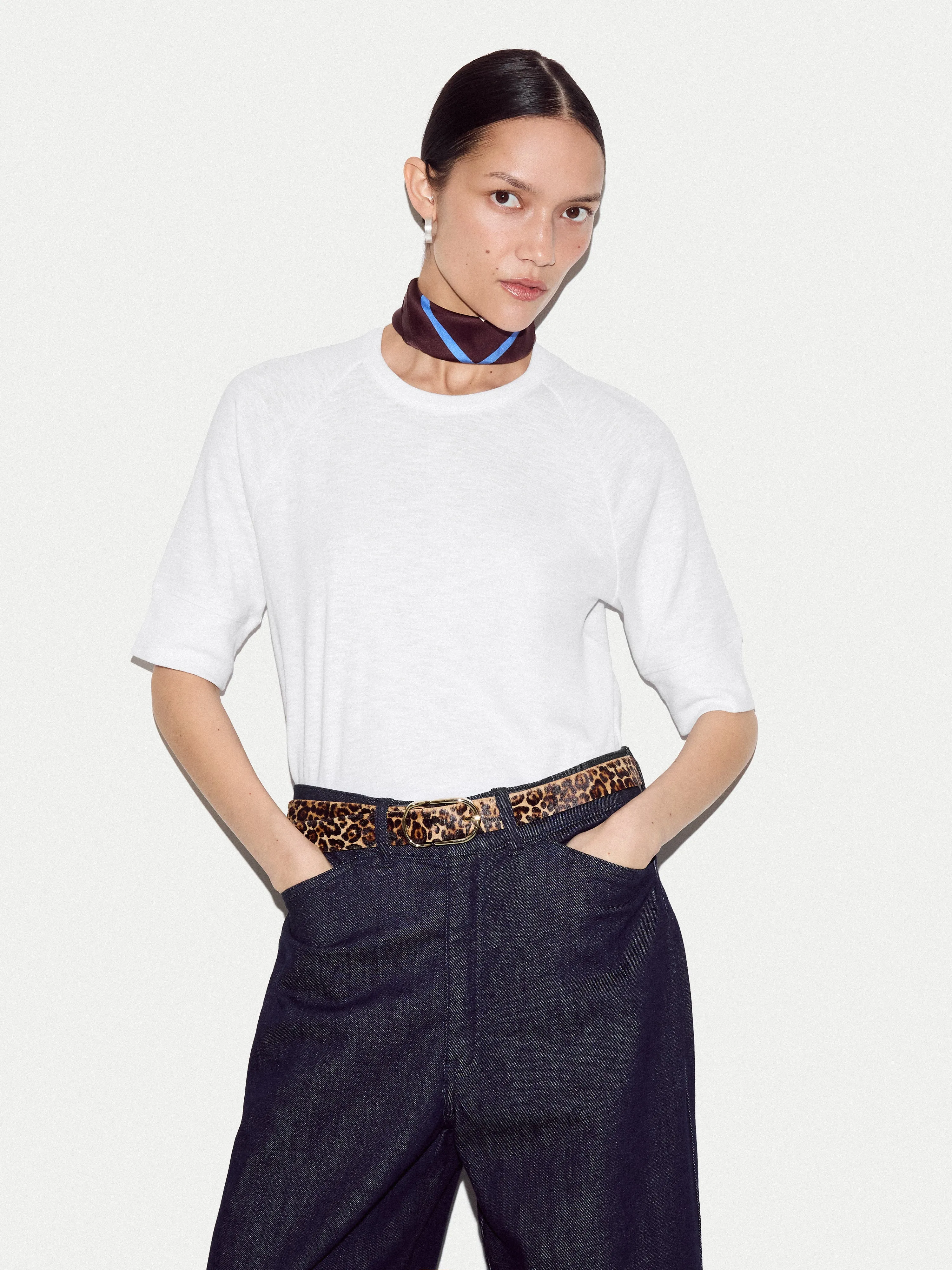 Cotton Luxe Raglan Short Sleeve T-shirt | White sold by Jigsaw