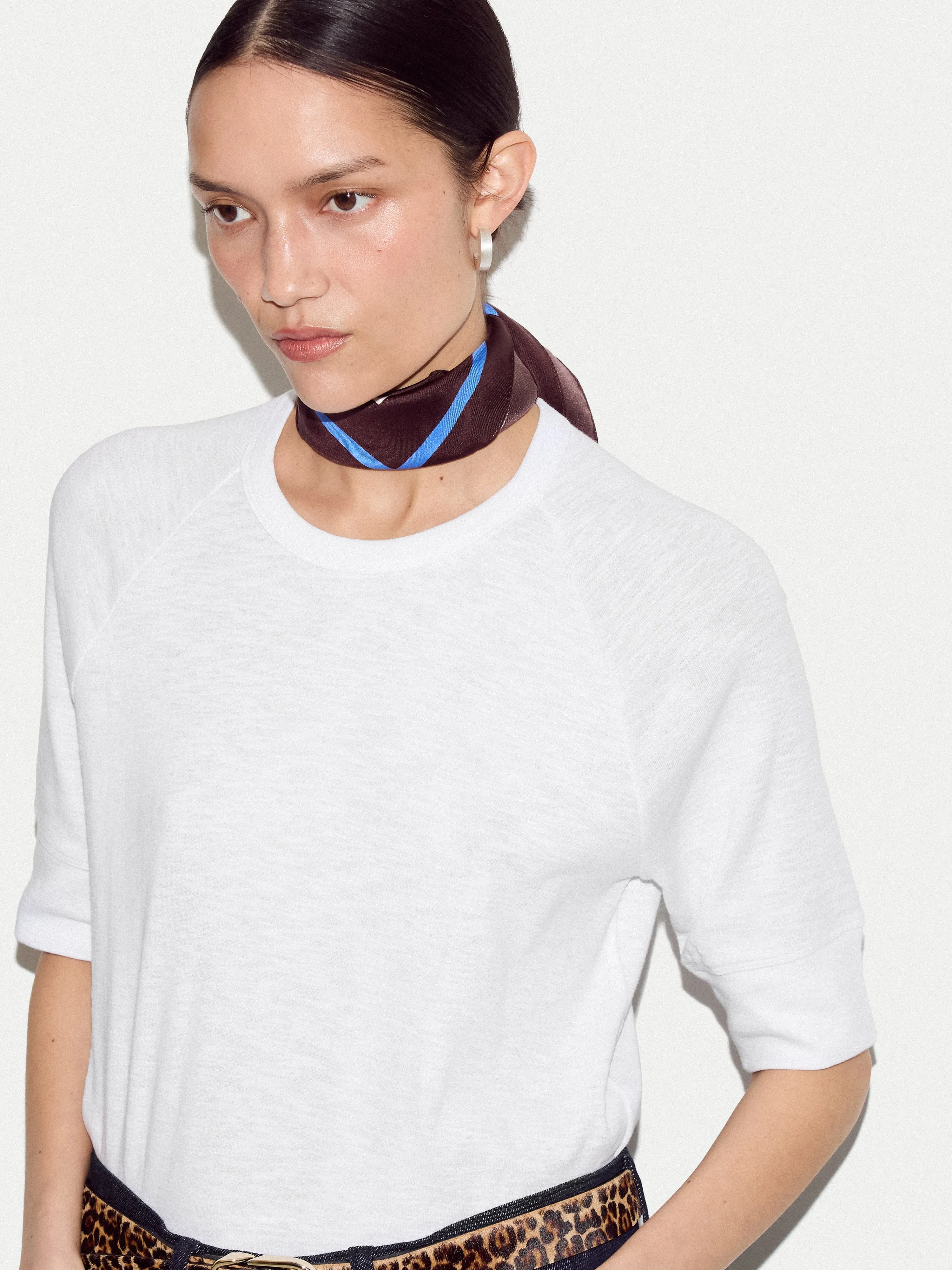 Cotton Luxe Raglan Short Sleeve T-shirt | White sold by Jigsaw product image thumbnail 2