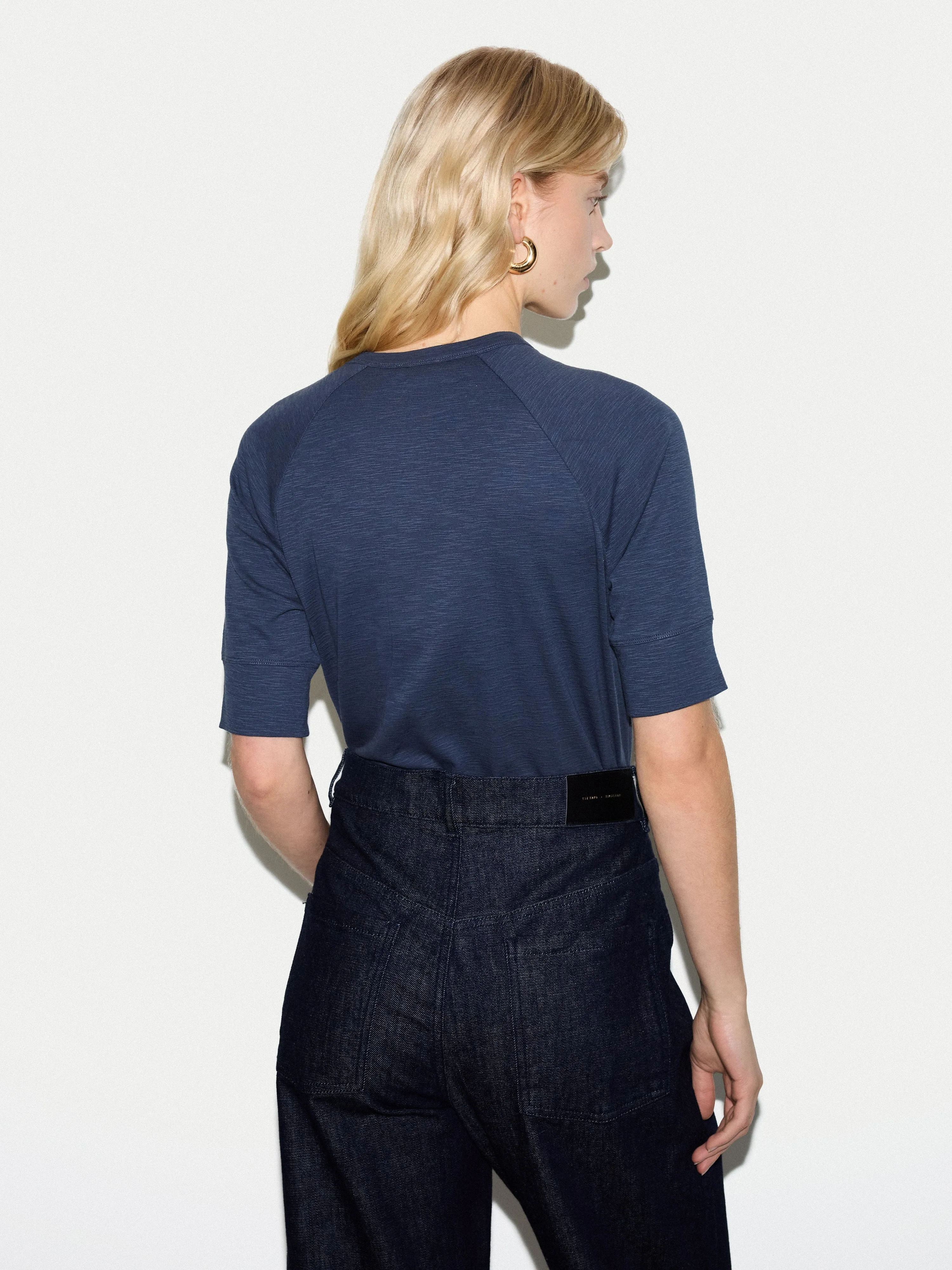 Cotton Luxe Raglan Short Sleeve T-shirt | Blue sold by Jigsaw product image thumbnail 4