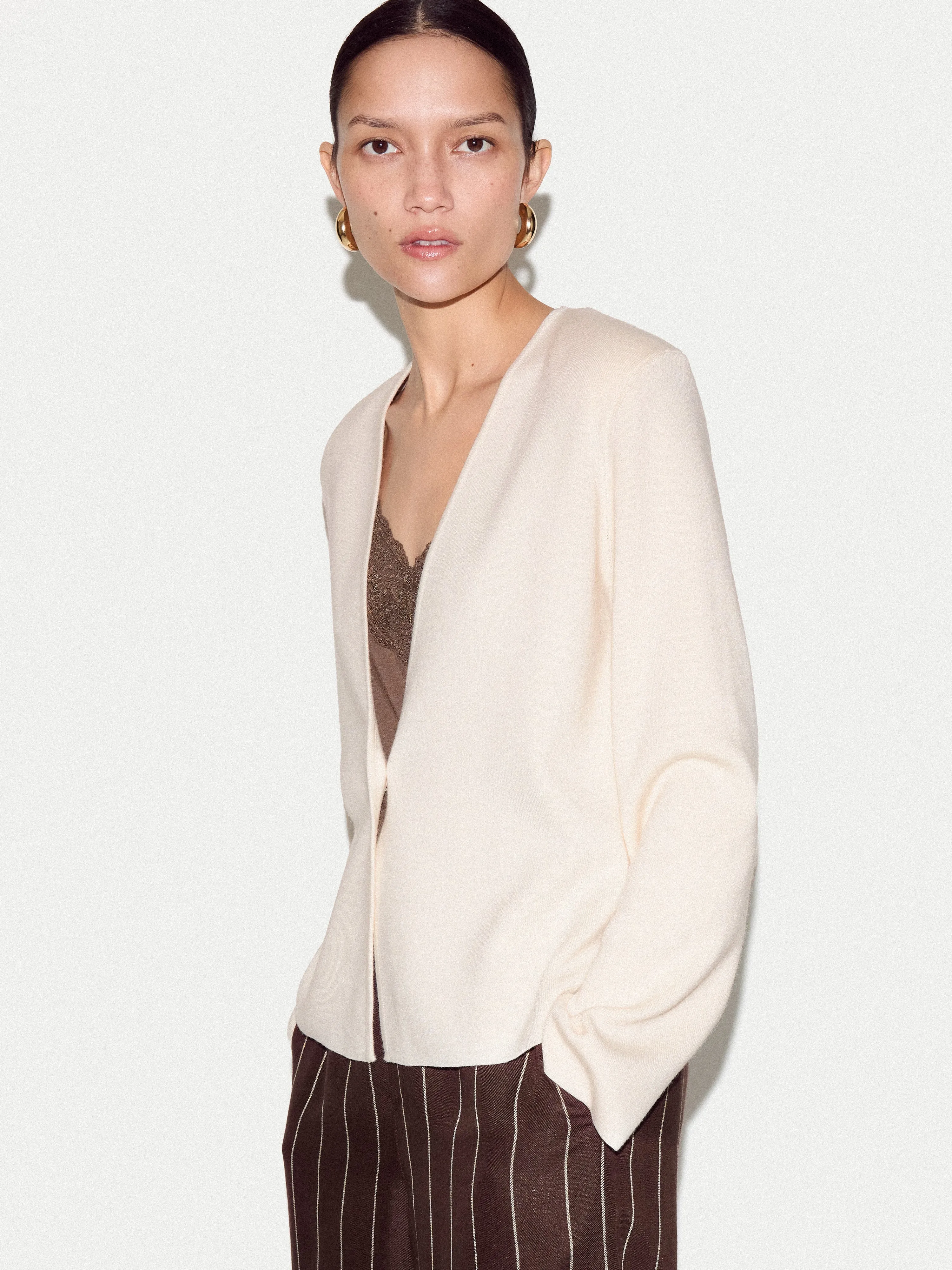 Minimalist Knit Jacket | Cream sold by Jigsaw product image thumbnail 3