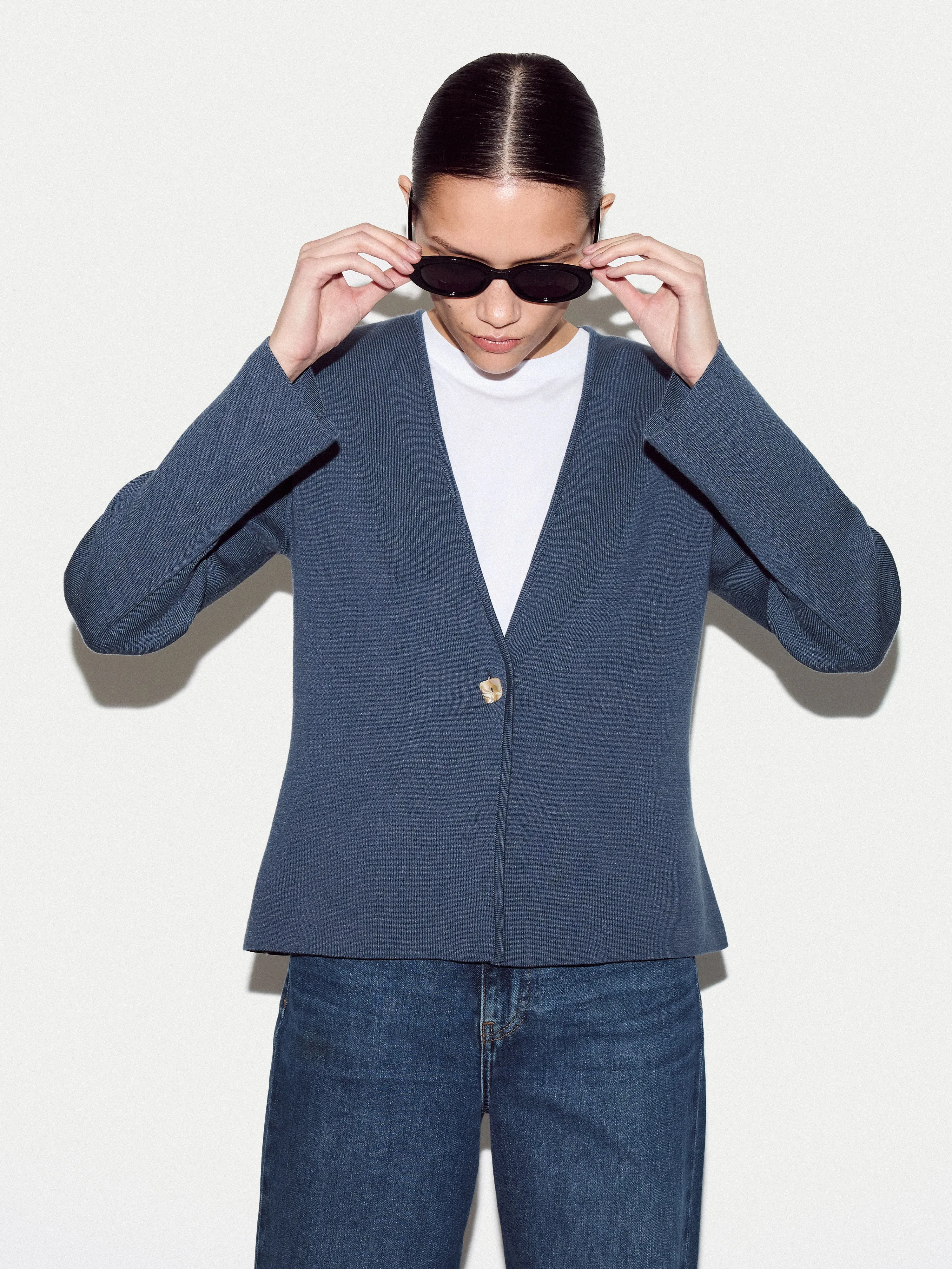 Minimalist Knit Jacket | Blue sold by Jigsaw product image thumbnail 5