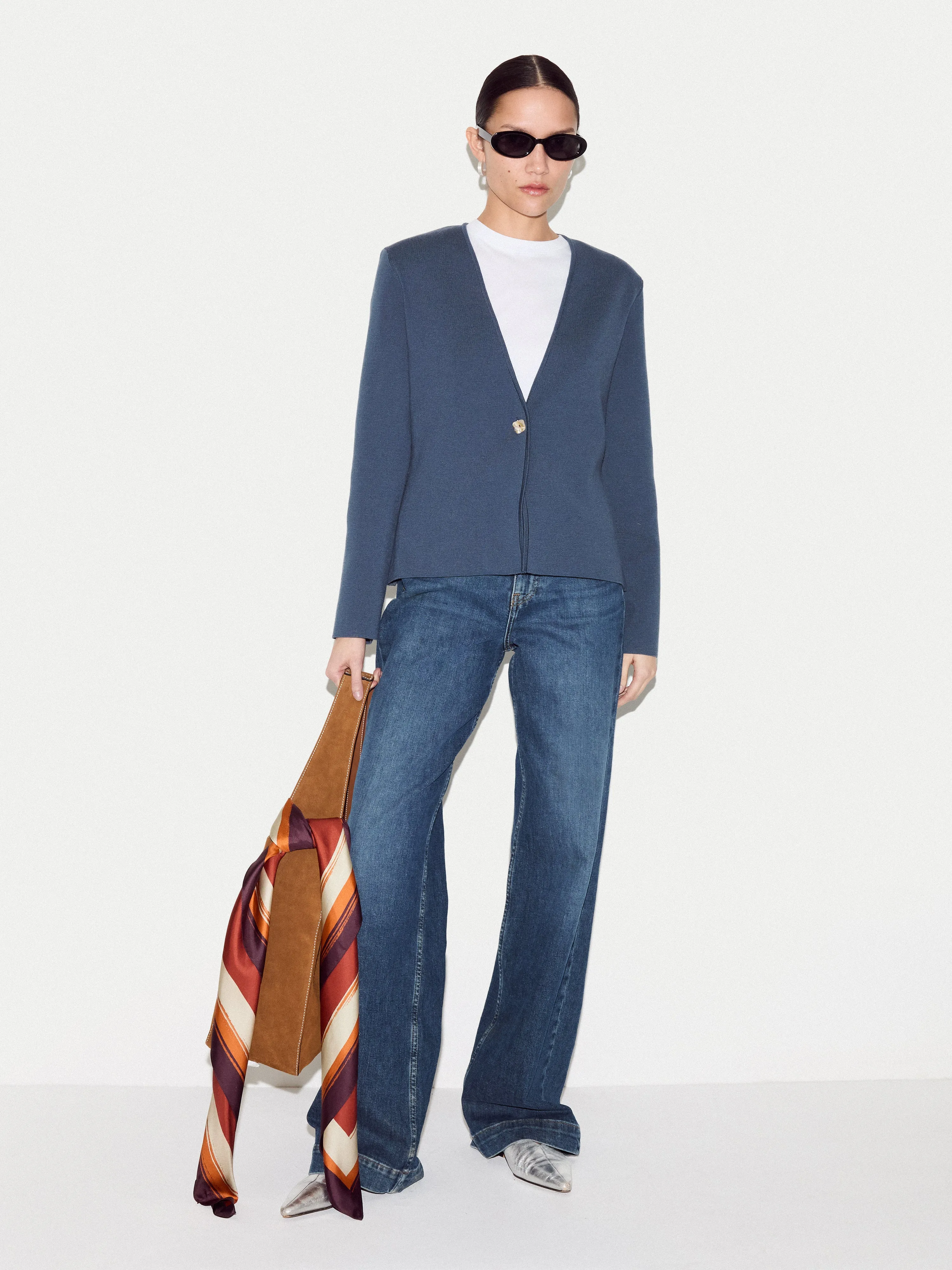 Minimalist Knit Jacket | Blue sold by Jigsaw product image thumbnail 4