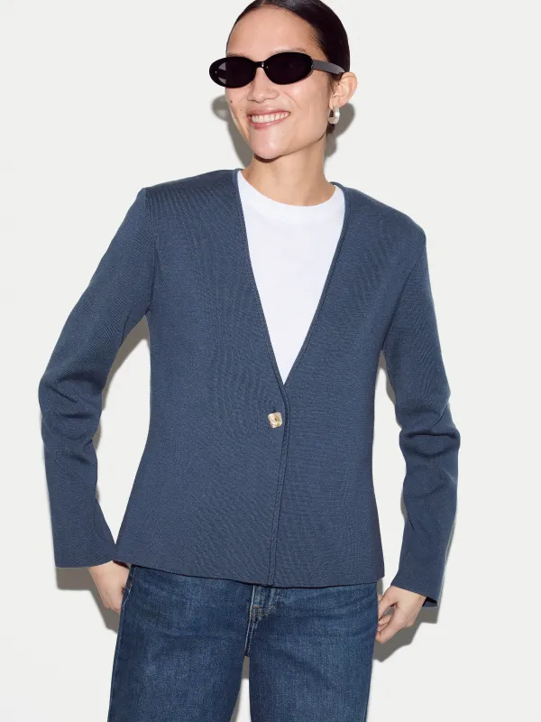 Minimalist Knit Jacket | Blue made by Jigsaw