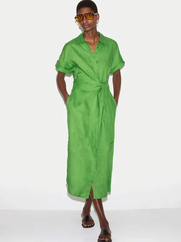 Linen Midi Shirt Dress | Green made by Jigsaw