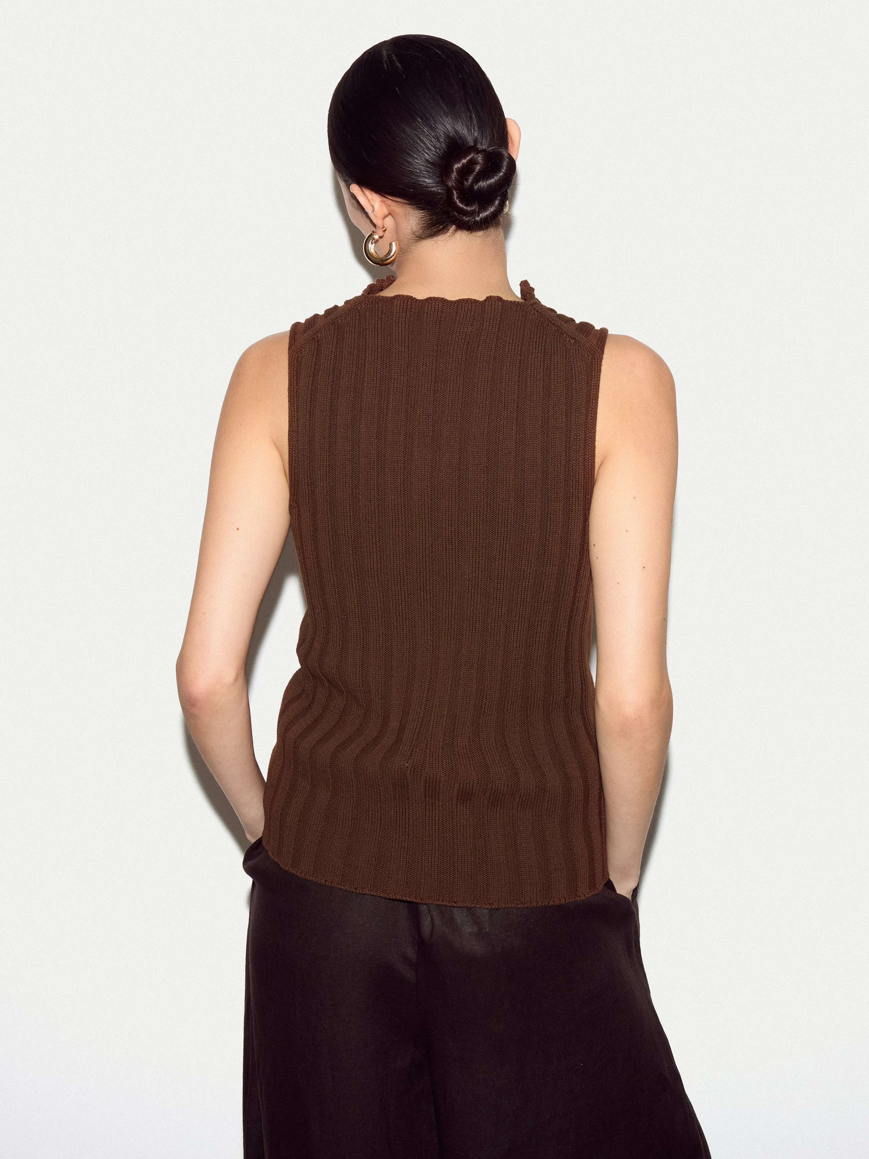 Cotton 90's Rib Tank | Brown sold by Jigsaw product image thumbnail 5