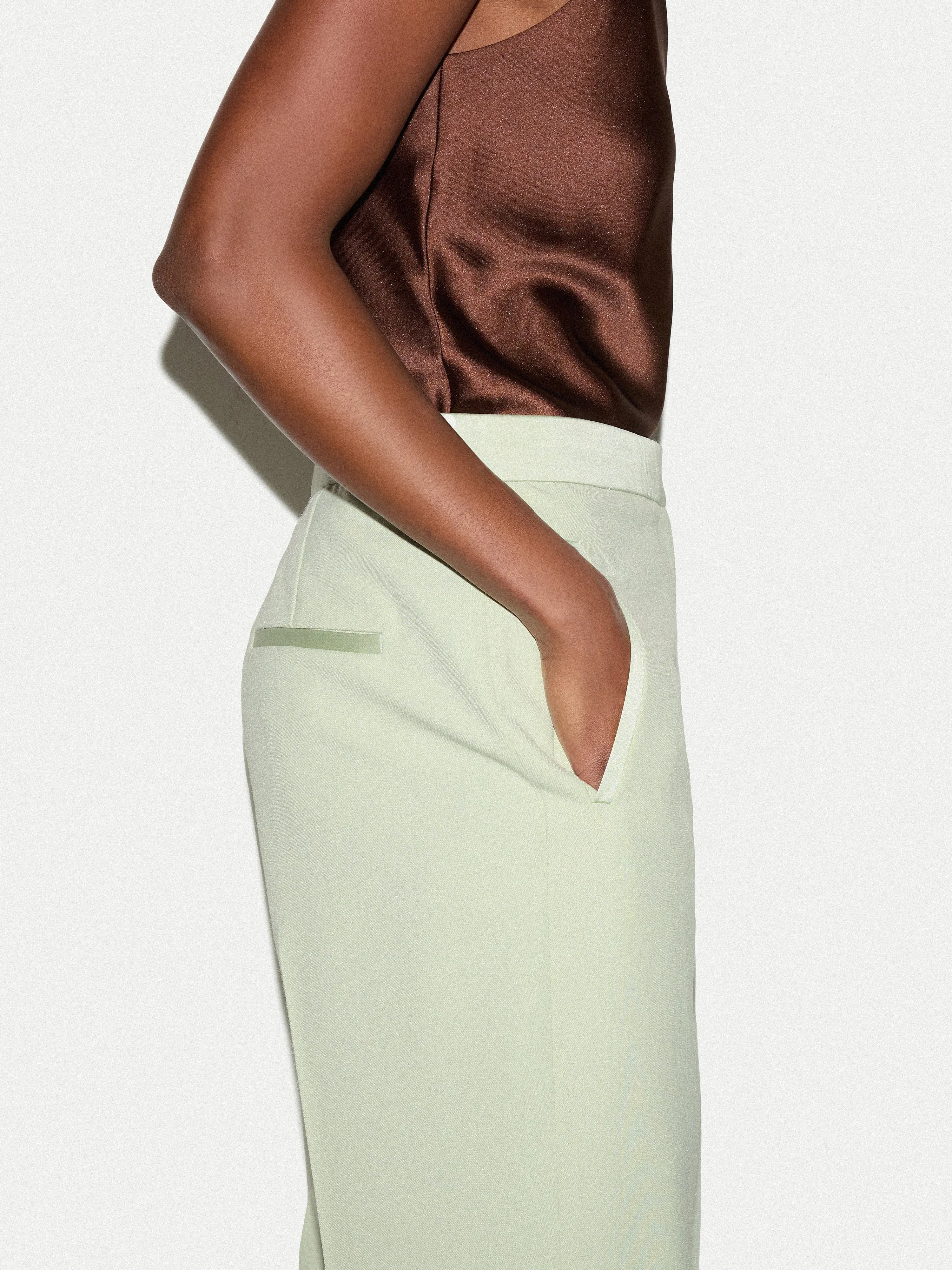 Pintuck Tuxedo Trouser | Green sold by Jigsaw product image thumbnail 3