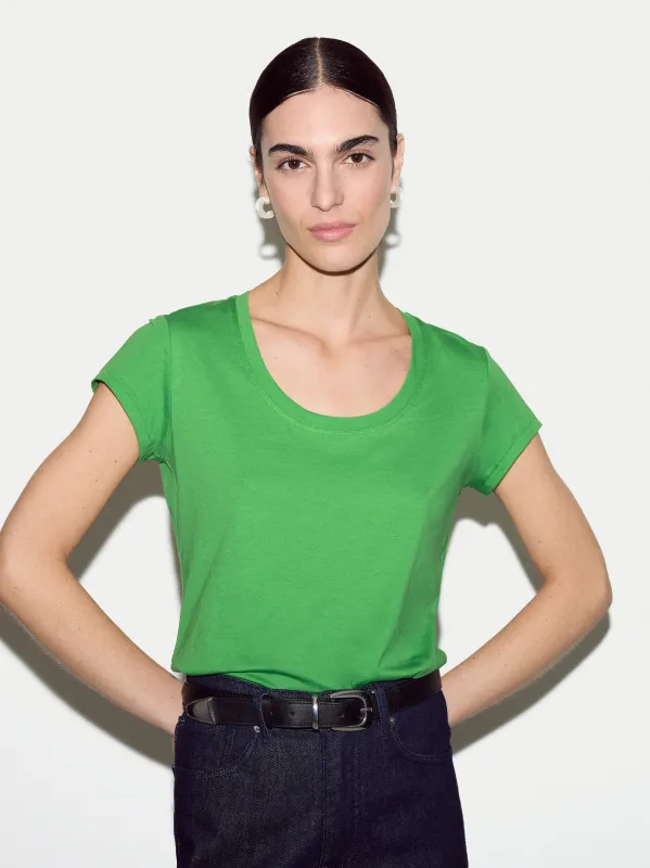 Supima Cotton Scoop Neck T-shirt | Bamboo made by Jigsaw