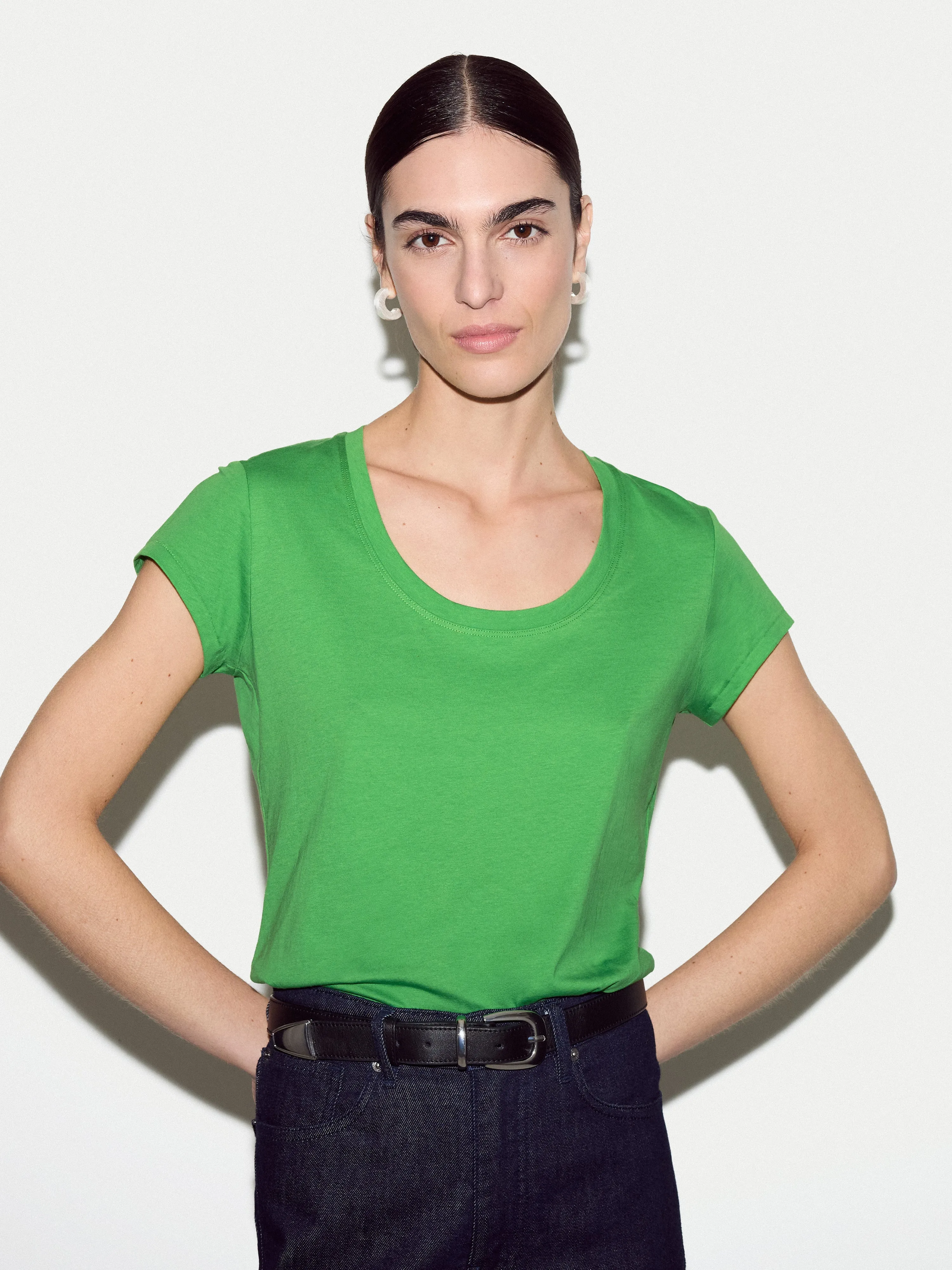 Supima Cotton Scoop Neck T-shirt | Bamboo sold by Jigsaw