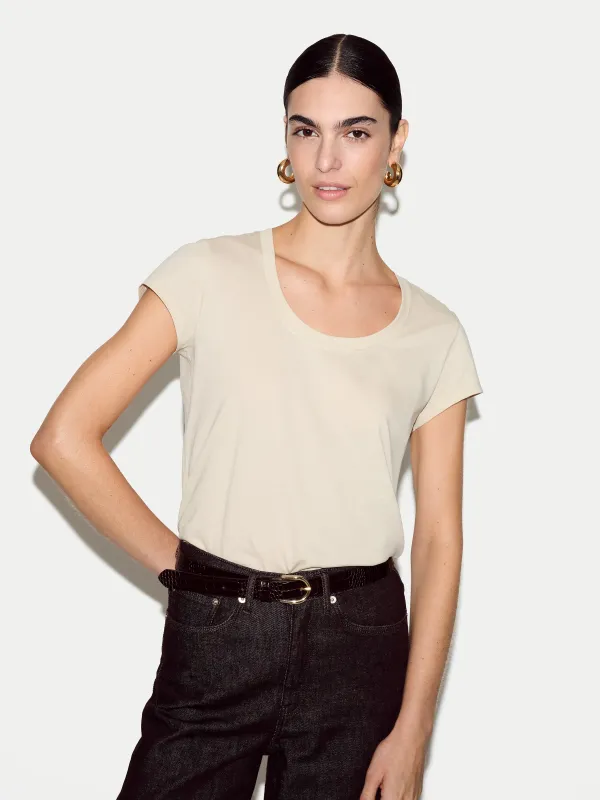 Supima Cotton Scoop Neck T-shirt | Beige made by Jigsaw