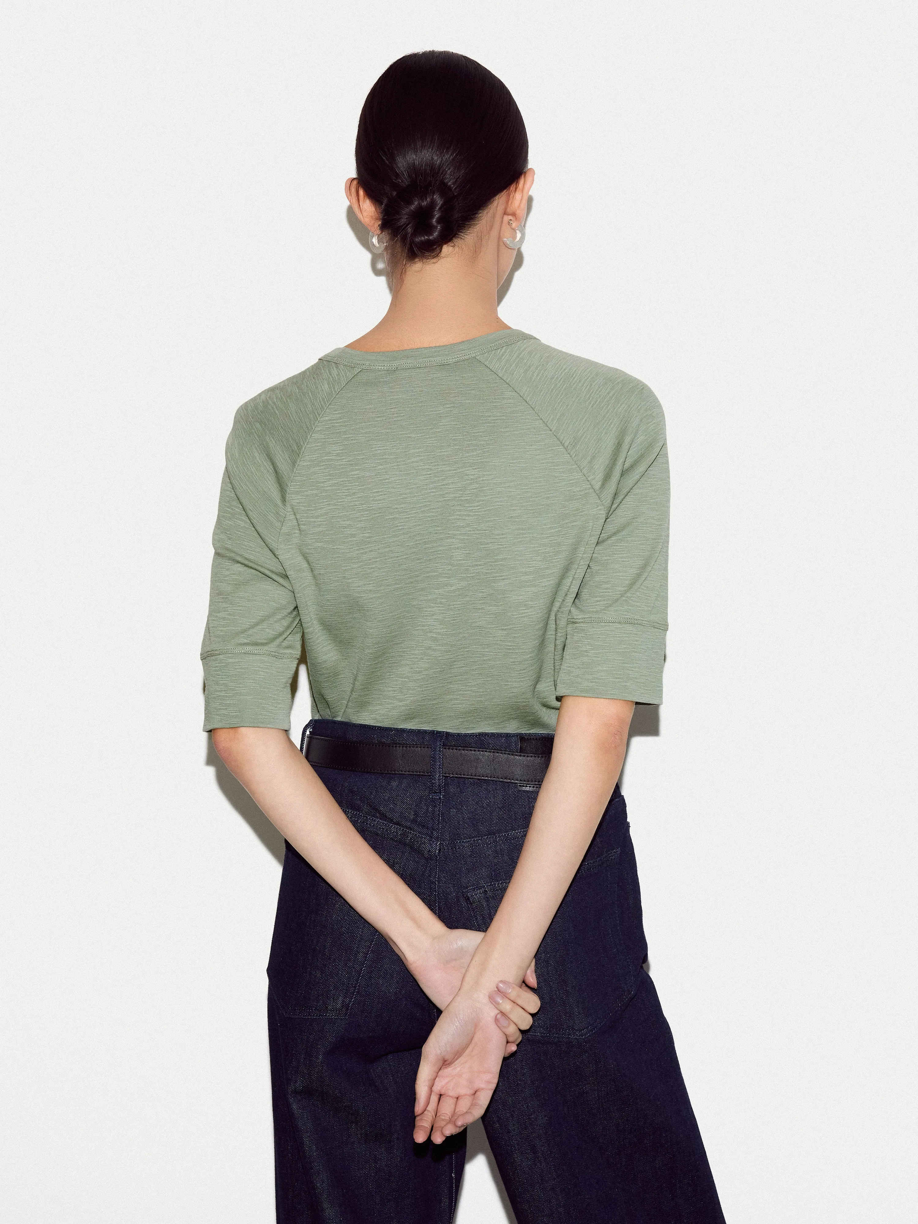Cotton Luxe Raglan Short Sleeve T-shirt | Green sold by Jigsaw product image thumbnail 5