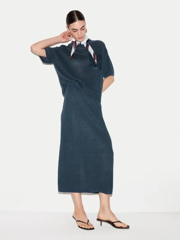 Linen Silk Pocket Skirt | Blue made by Jigsaw