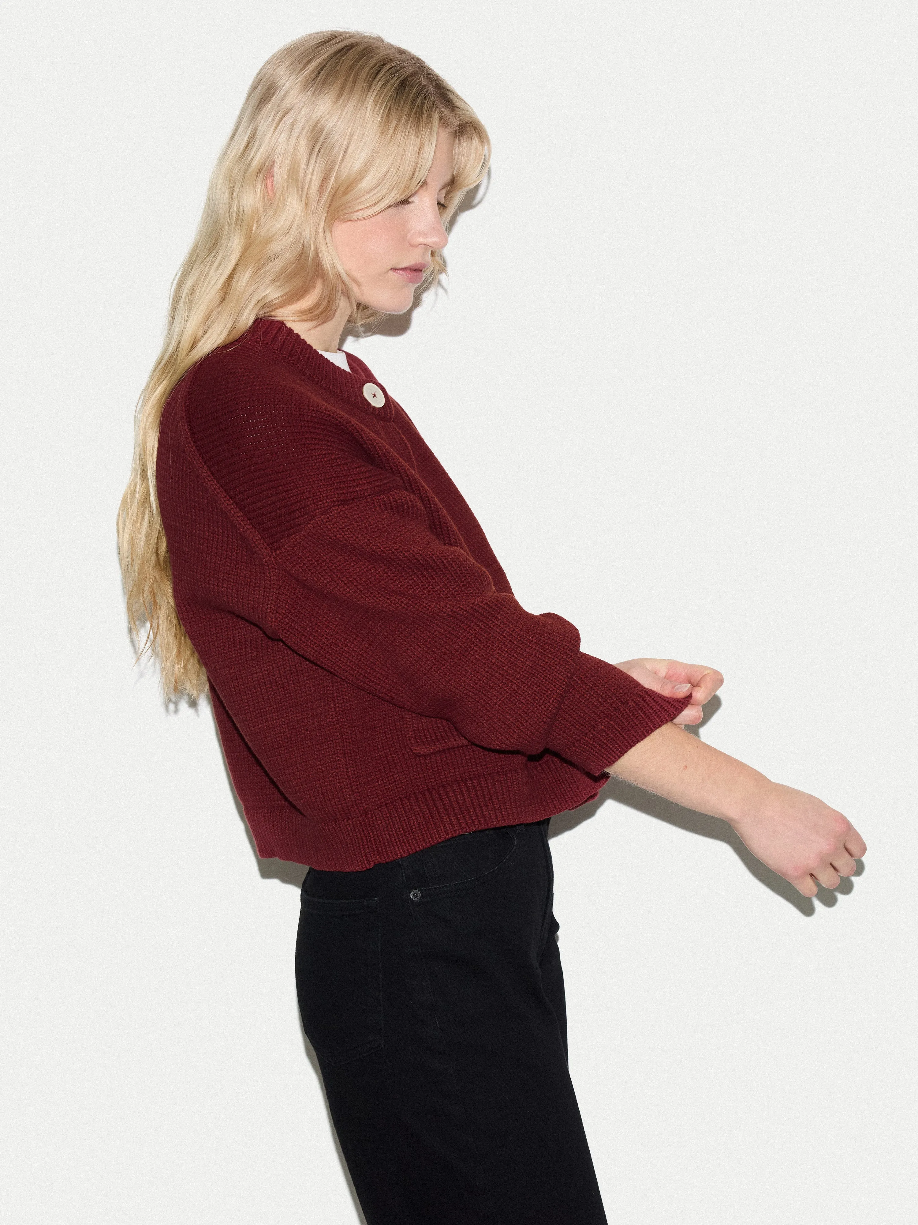 Chunky Cotton Cardigan | Red sold by Jigsaw product image thumbnail 5