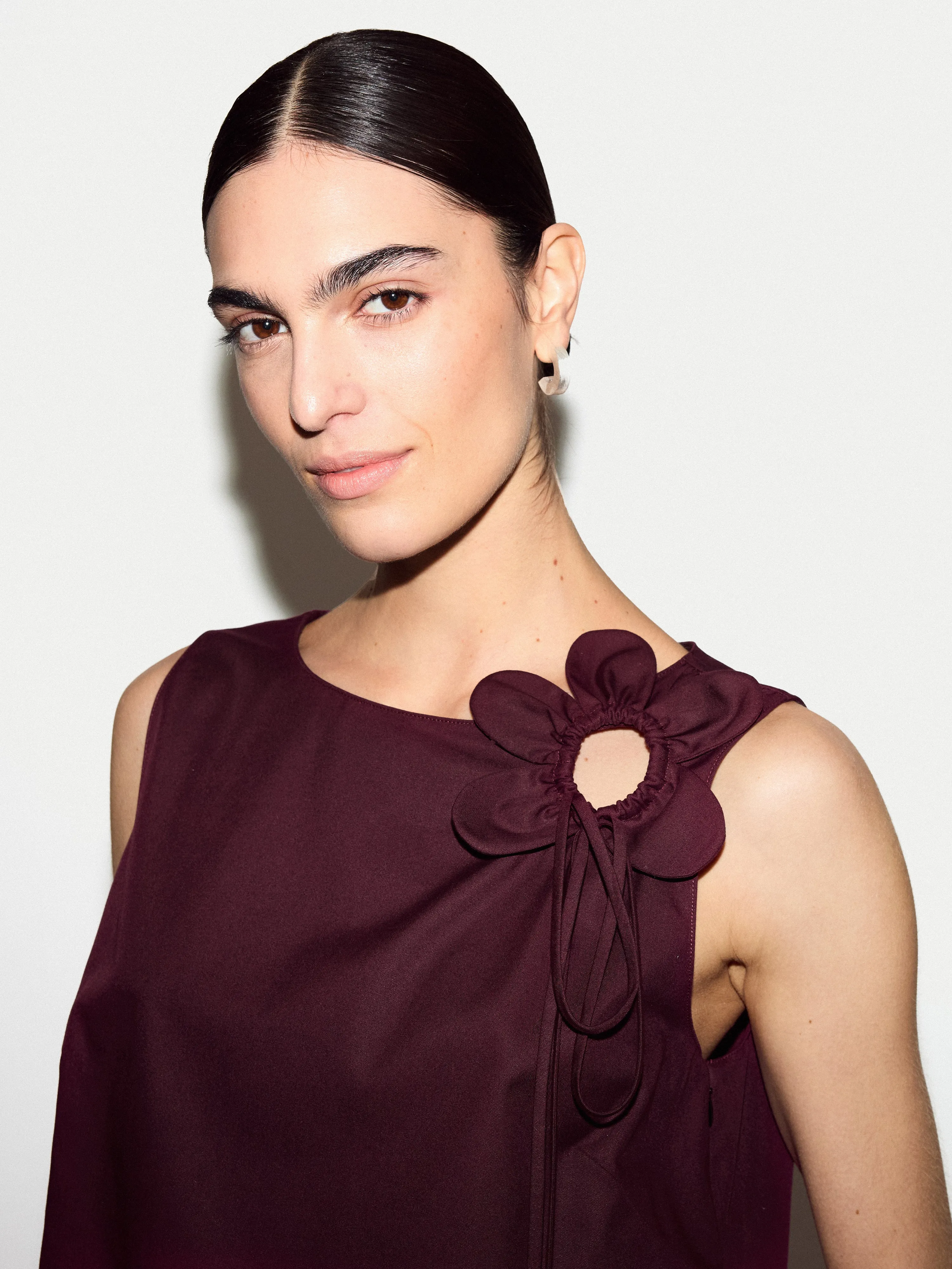 Flower Applique Cotton Top | Burgundy sold by Jigsaw product image thumbnail 2