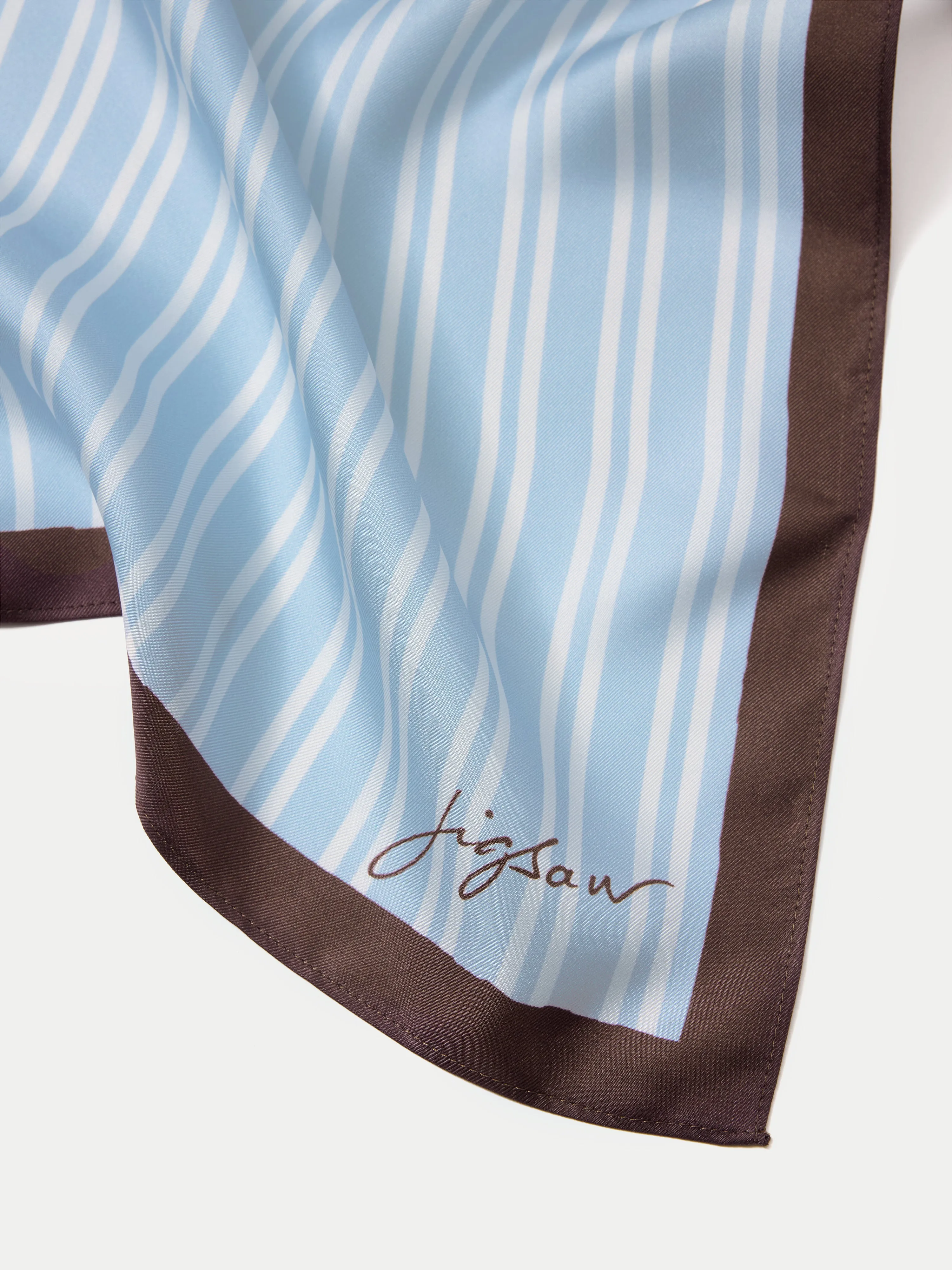 Stripe Silk Twill Scarf | Blue sold by Jigsaw product image thumbnail 2
