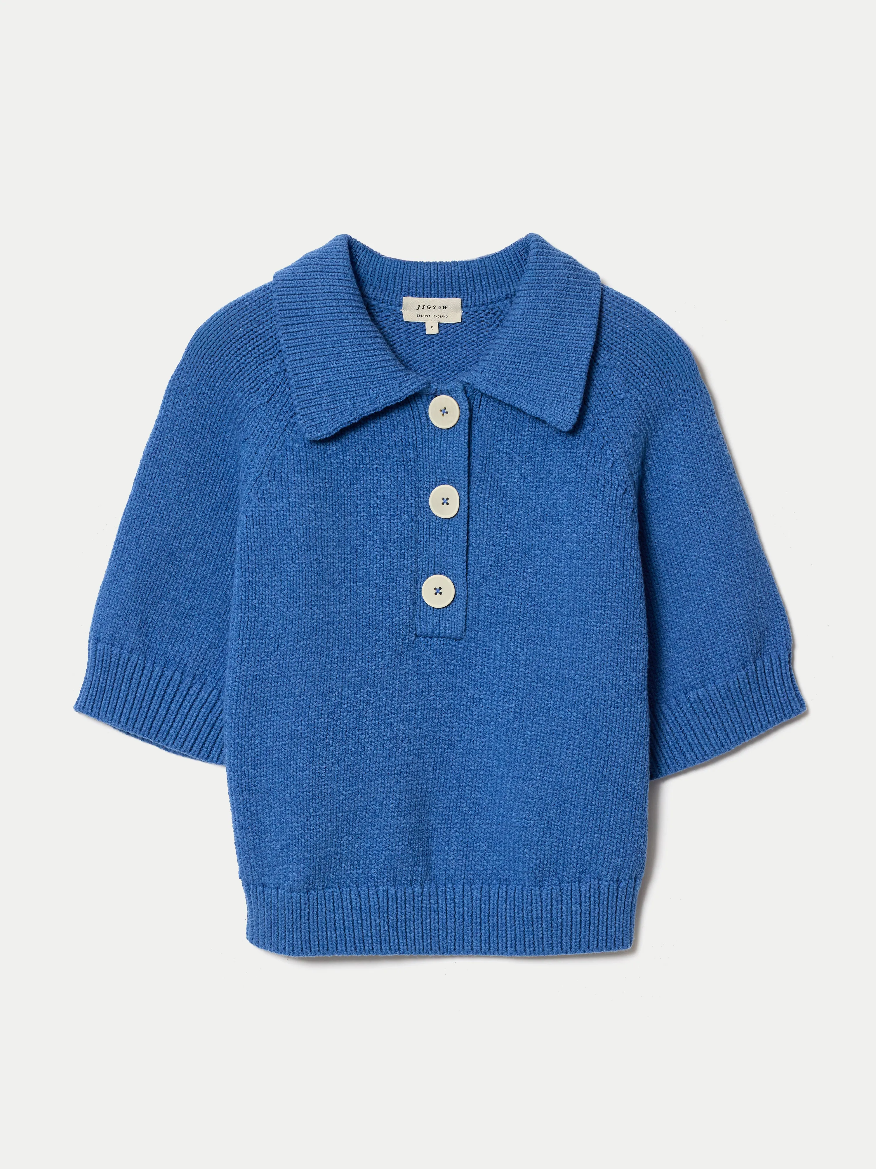 Chunky Cotton Collar Top | Blue sold by Jigsaw product image thumbnail 5