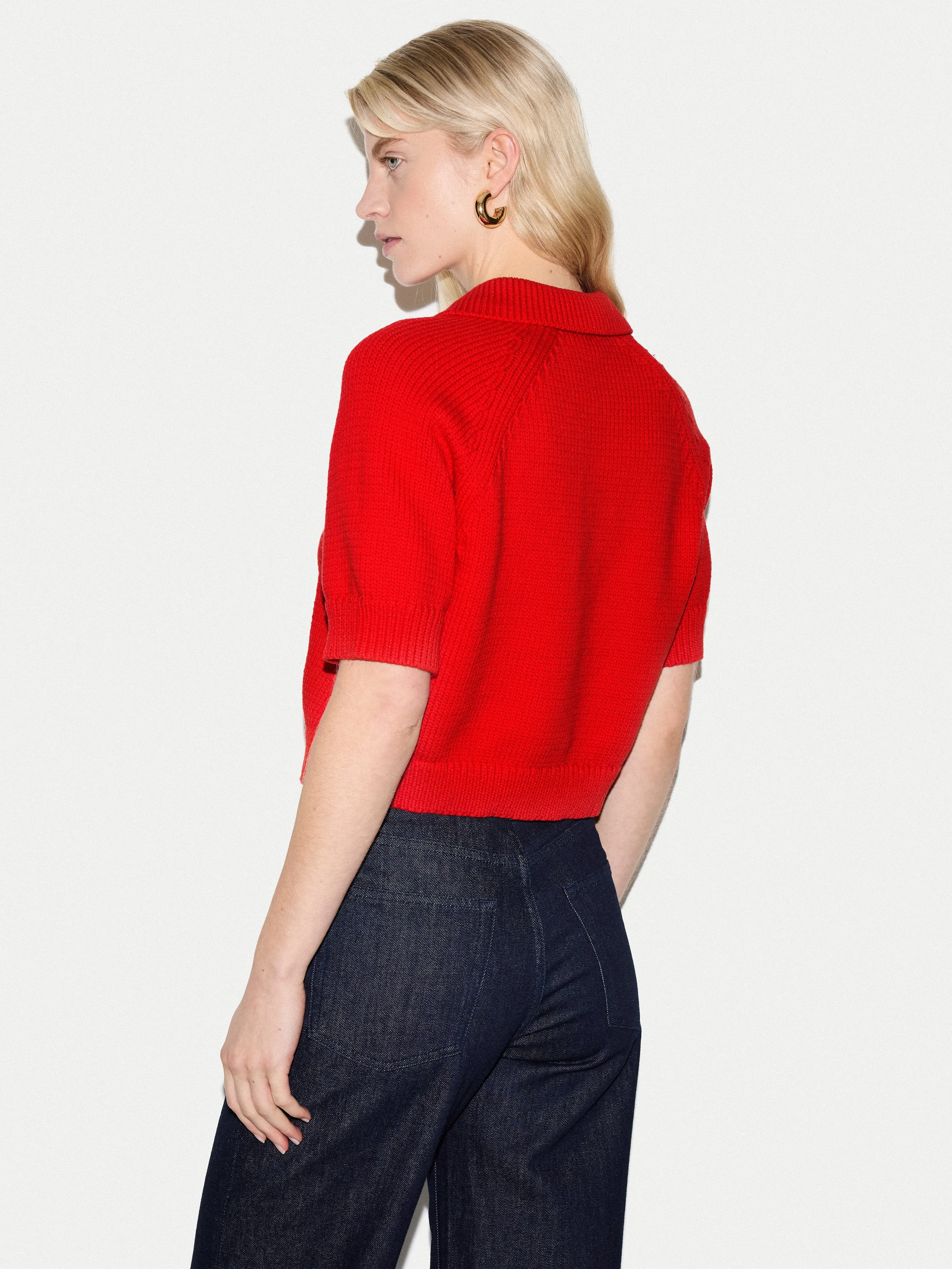 Chunky Cotton Collar Top | Red sold by Jigsaw product image thumbnail 5