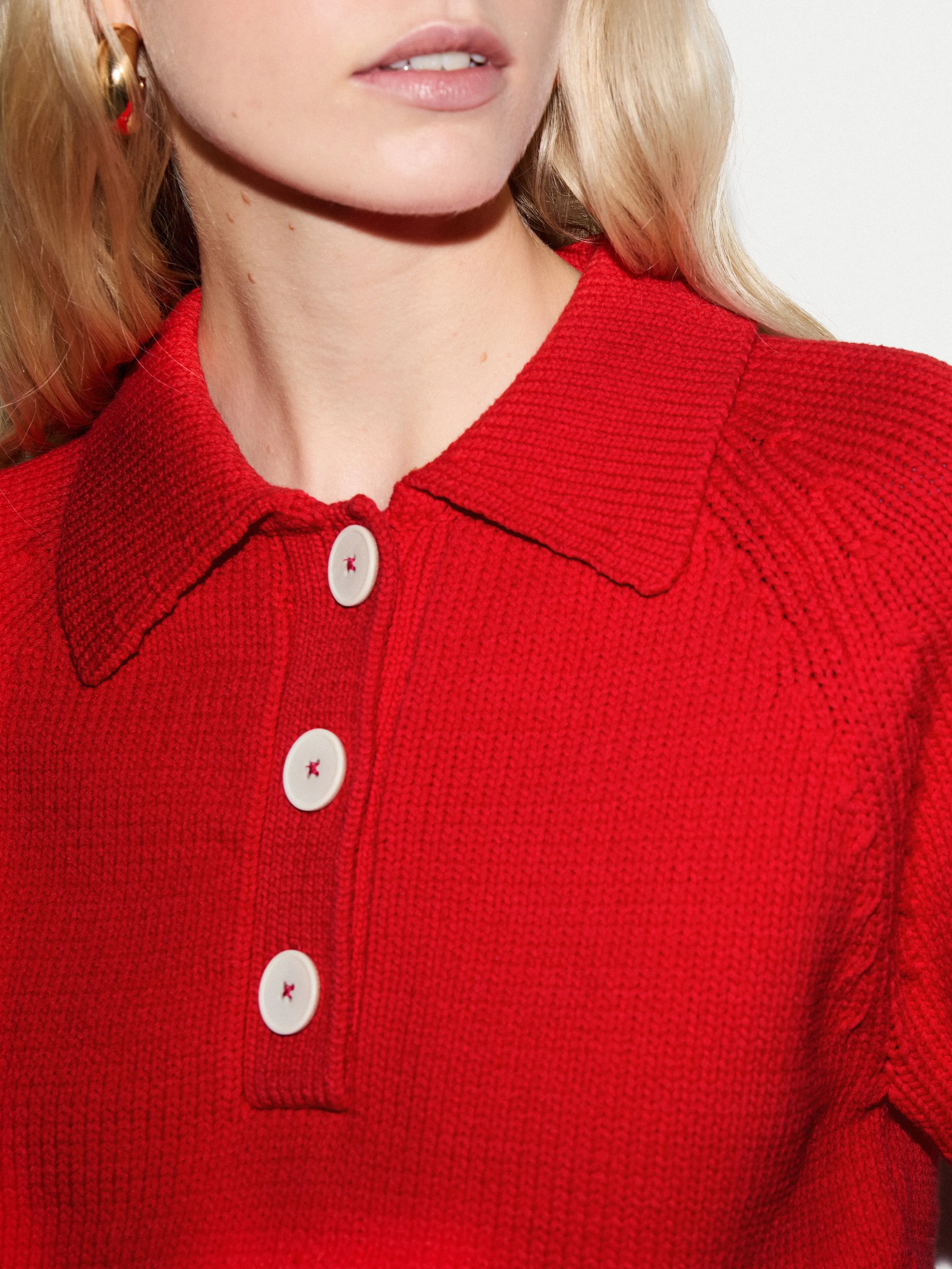 Chunky Cotton Collar Top | Red sold by Jigsaw product image thumbnail 3