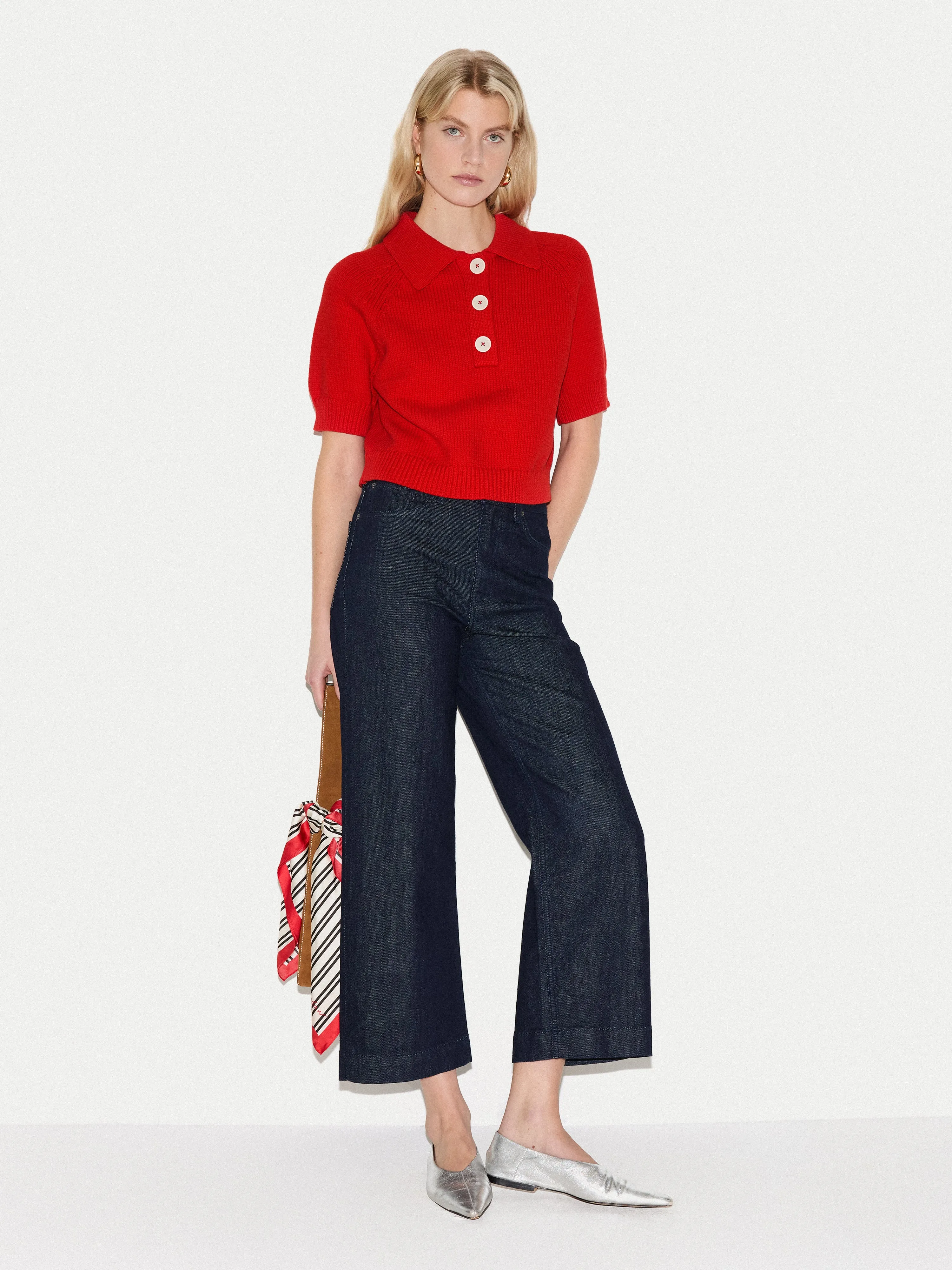 Chunky Cotton Collar Top | Red sold by Jigsaw product image thumbnail 4