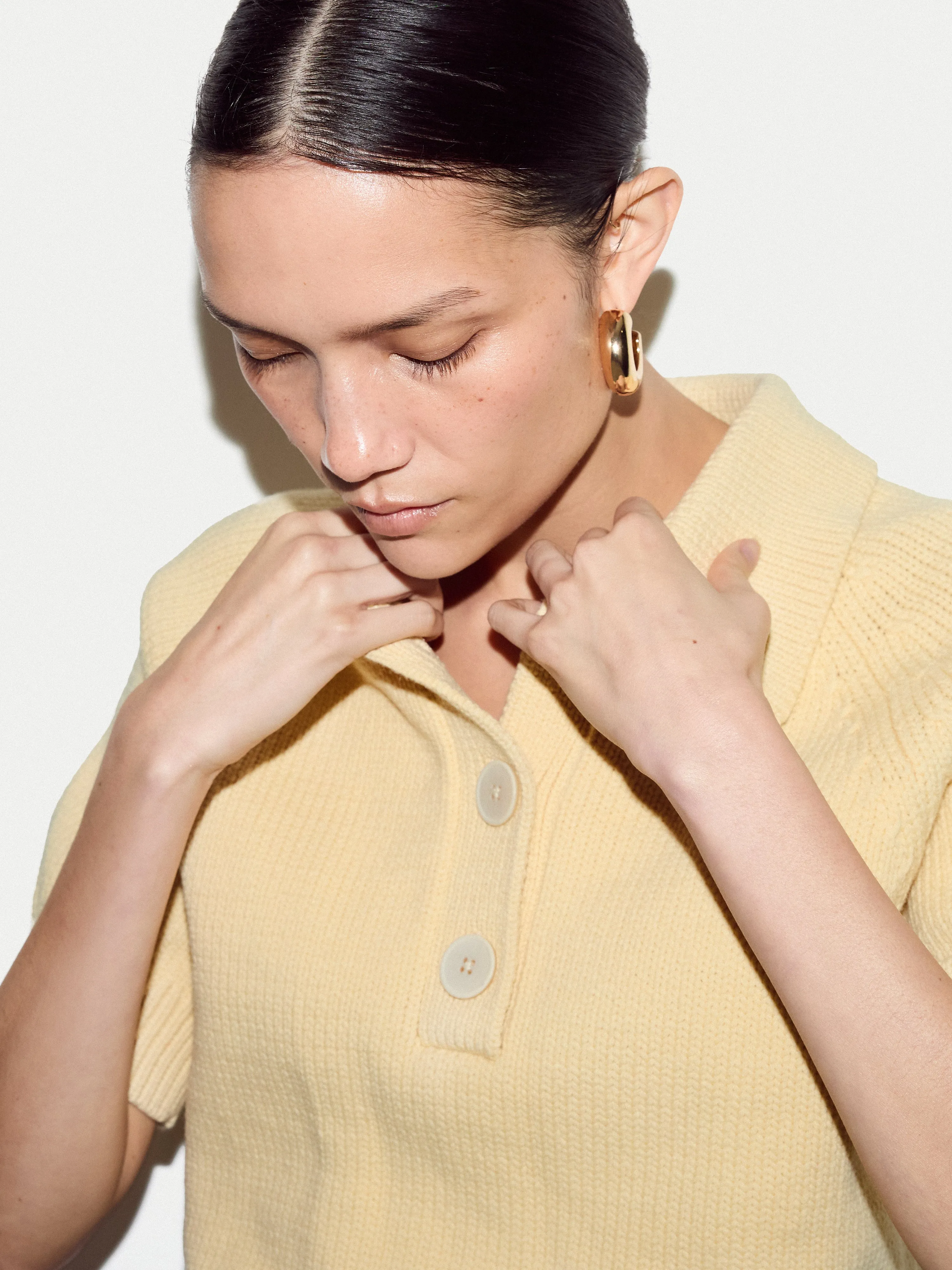 Chunky Cotton Collar Top | Pale Yellow sold by Jigsaw product image thumbnail 3